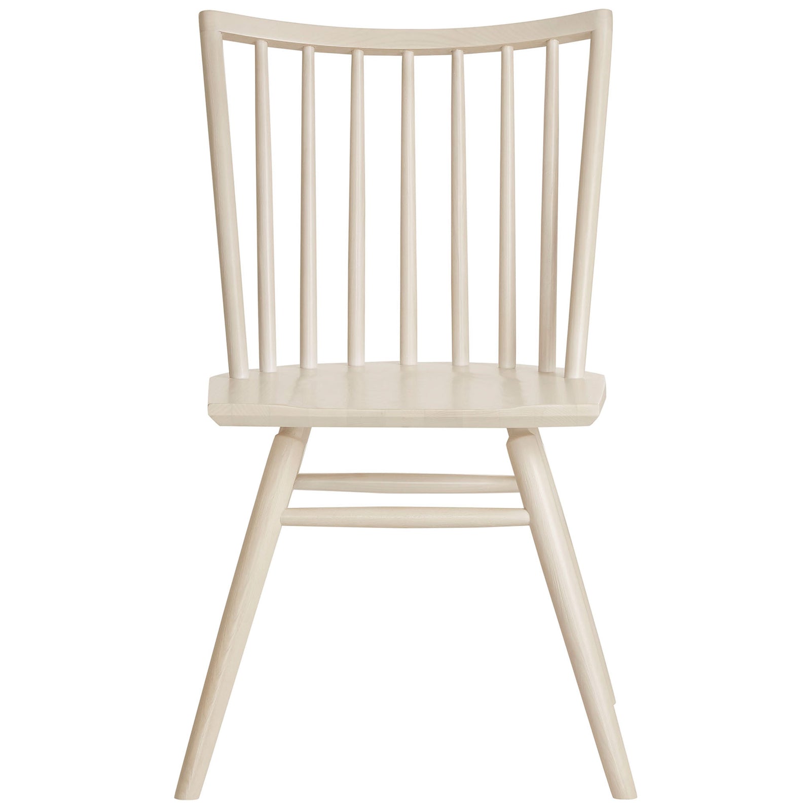 White wash spindle back dining chair with contoured ash wood seat || EEI-7482-WWA || front_studio