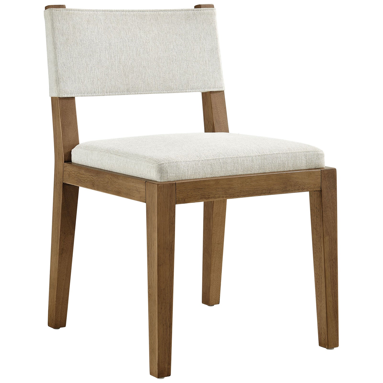 Scandi-inspired ivory dining chair featuring plush cushioned seat and tapered wood legs || EEI-7485-HEI || front_angle_studio