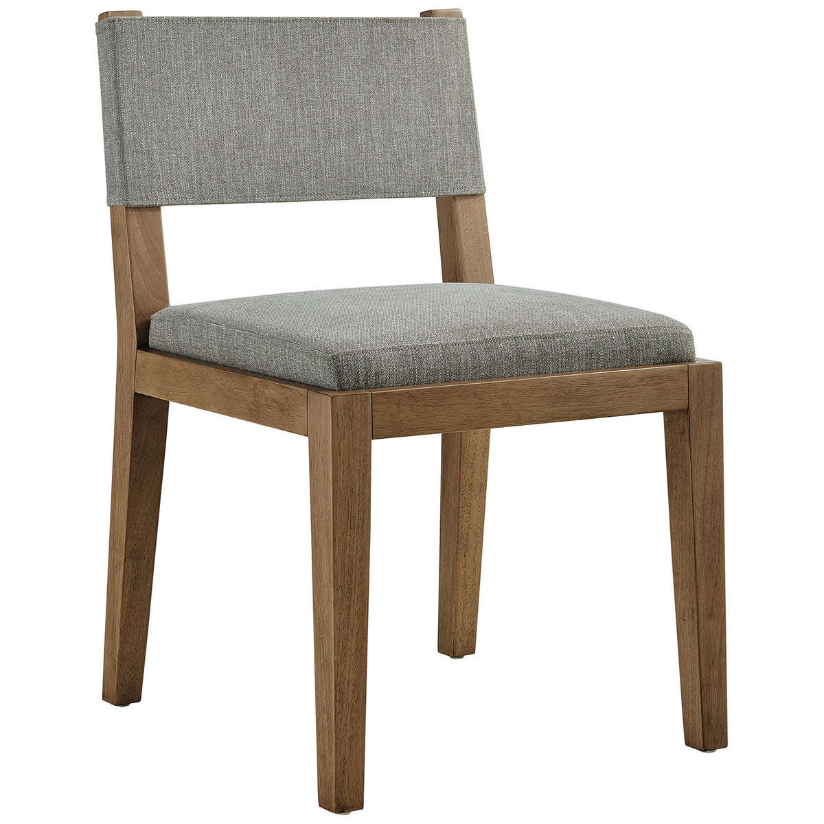 Modern wheat fabric dining chair with solid rubberwood frame and low, supportive backrest || EEI-7485-HEW || front_angle_studio