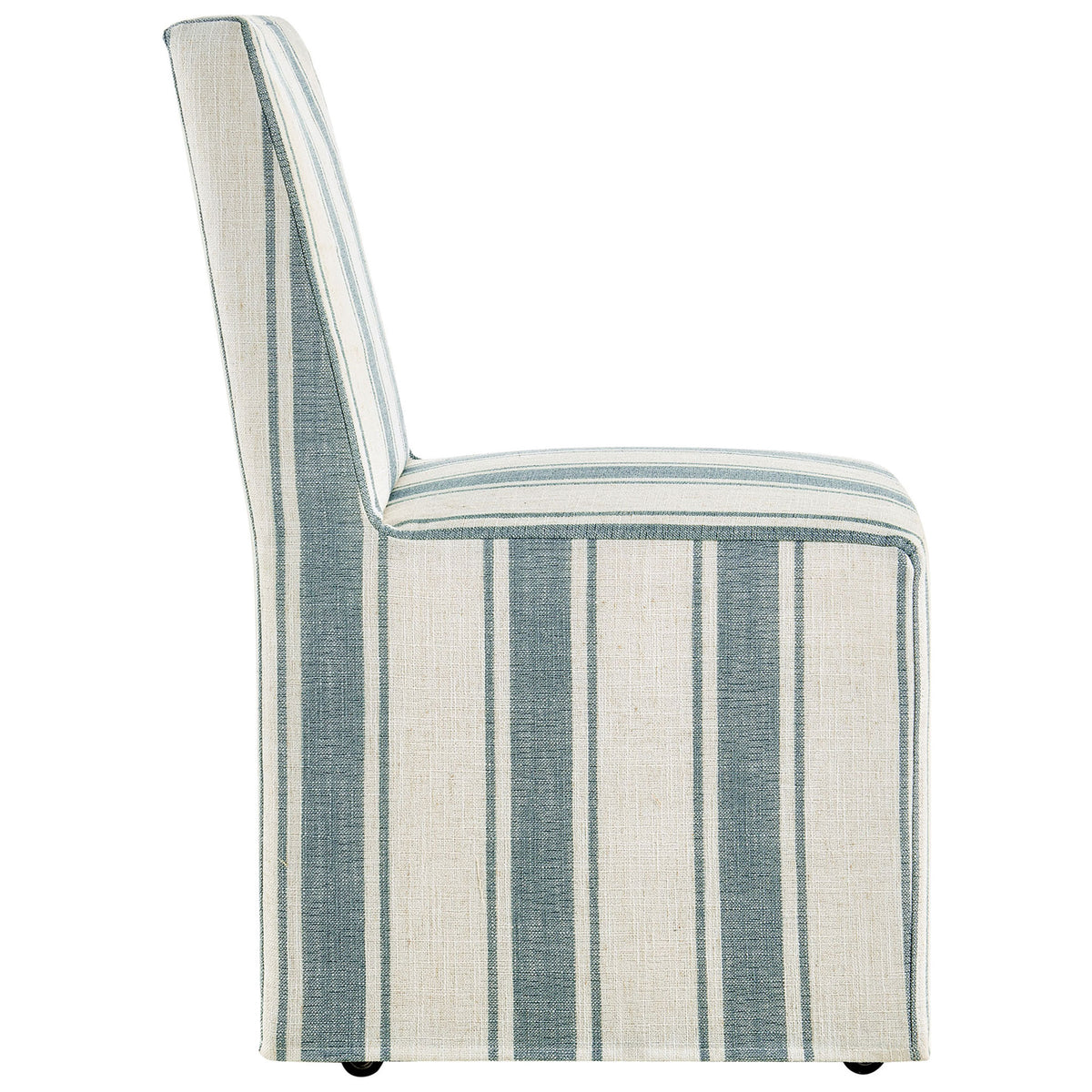 Streamlined parsons dining chair with tailored striped slipcover and smooth armless silhouette || EEI-7486-BLU || side_studio