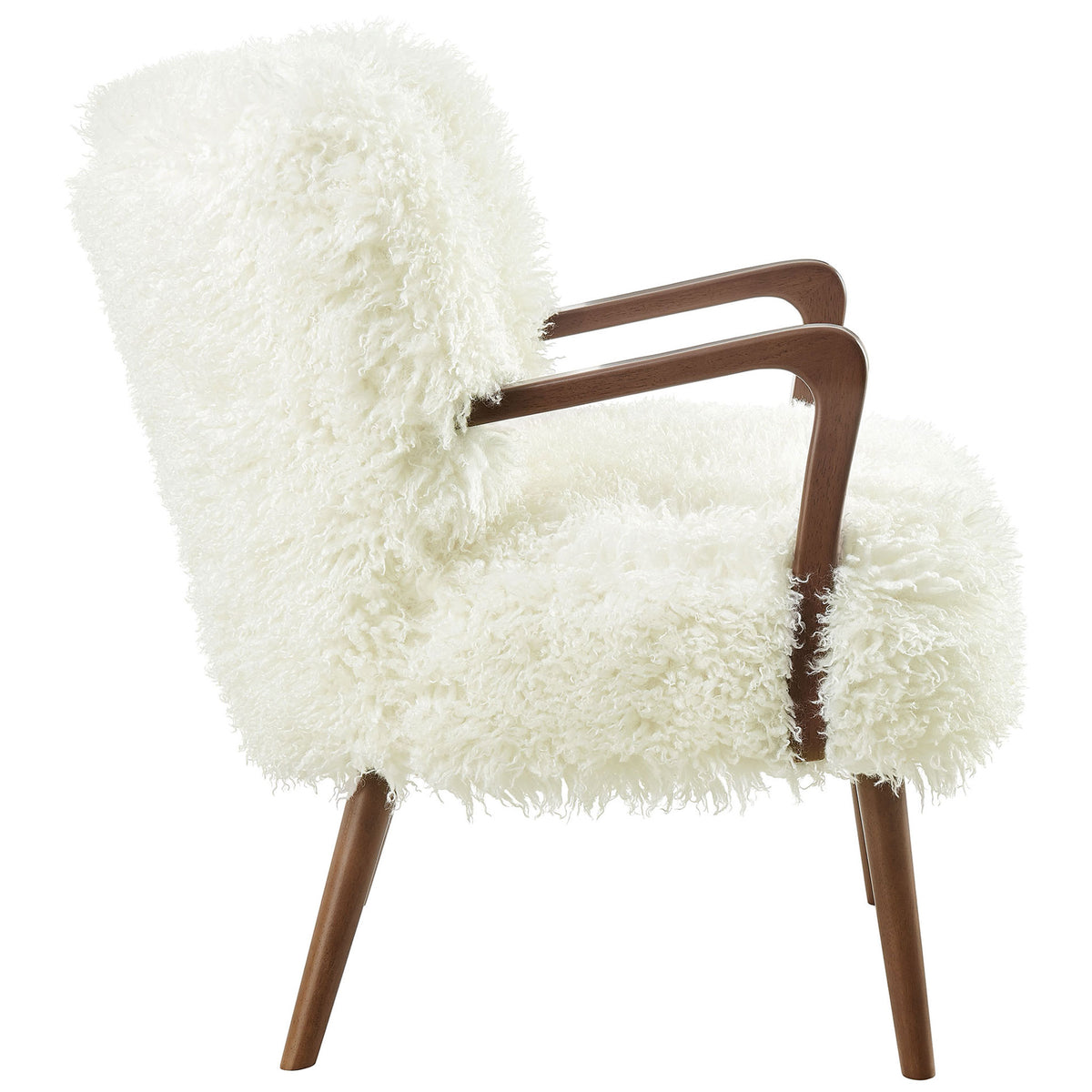Elegant bentwood arm and deep, cushioned seat showcase the chair's lounge-worthy comfort || EEI-7487-WHI || side_studio
