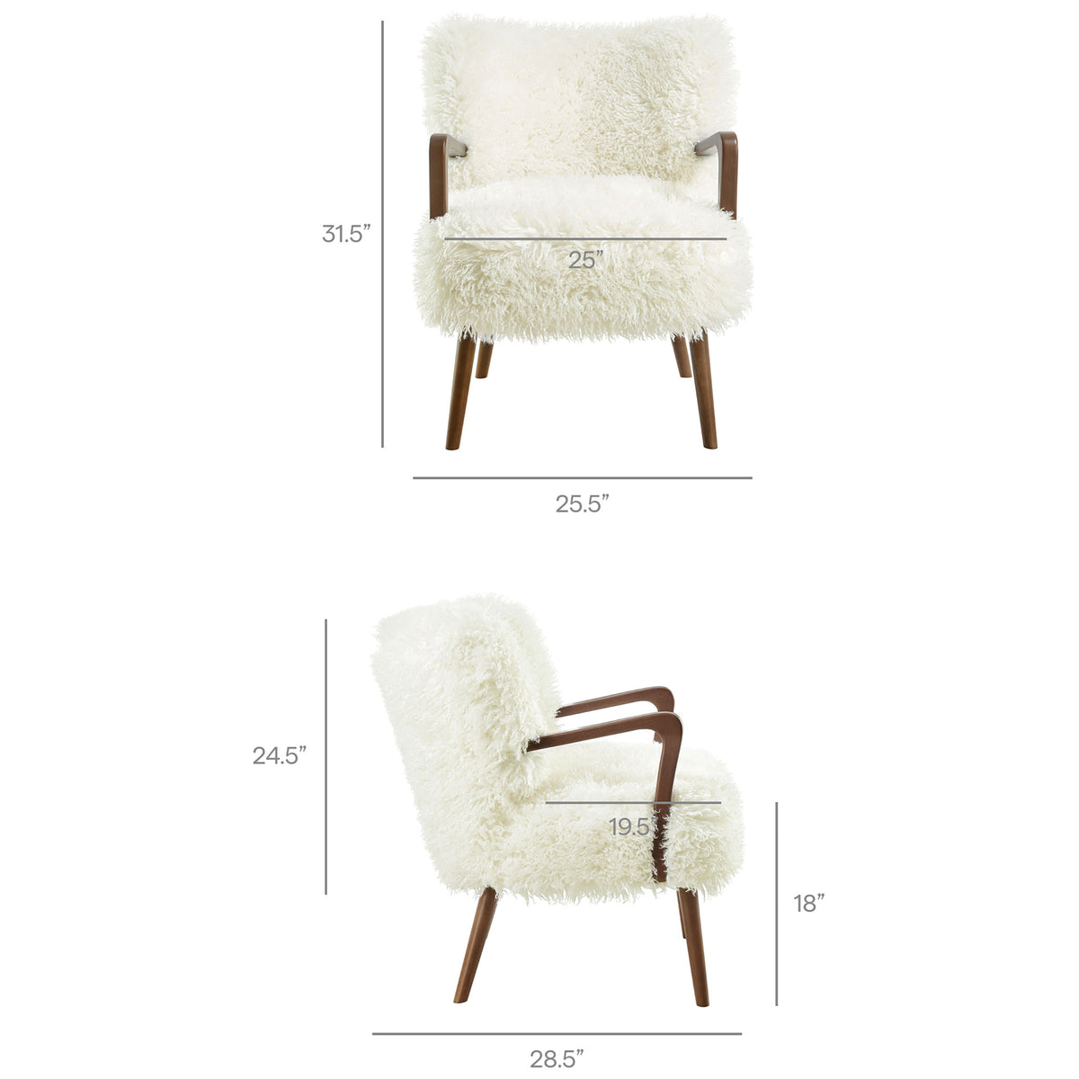Sized for modern lounging with generous seat width and supportive back height || EEI-7487-WHI || dimension_studio