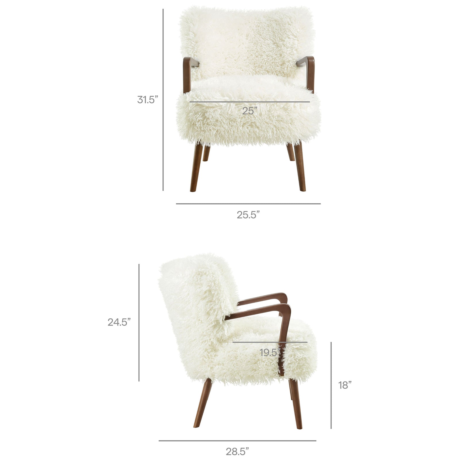 Sized for modern lounging with generous seat width and supportive back height || EEI-7487-WHI || dimension_studio