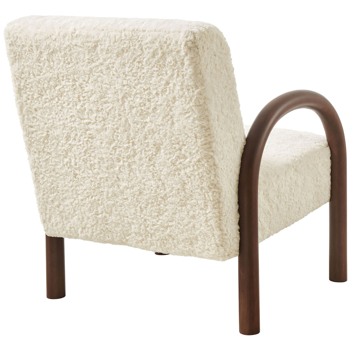 Textured faux shearling back pairs with smooth, rounded wood arms for a warm, modern look || EEI-7488-ECR || back_angle_studio