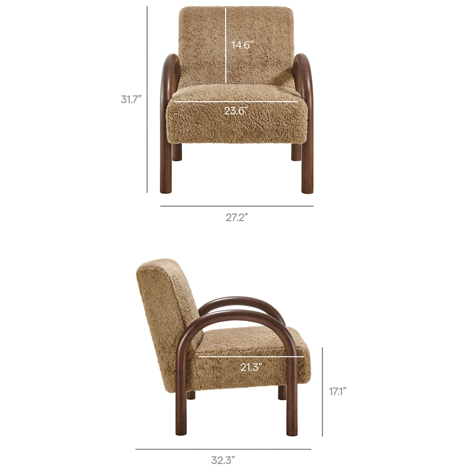 Shown with overall, seat, and back dimensions to simplify room planning || EEI-7489-SAN || dimension_studio