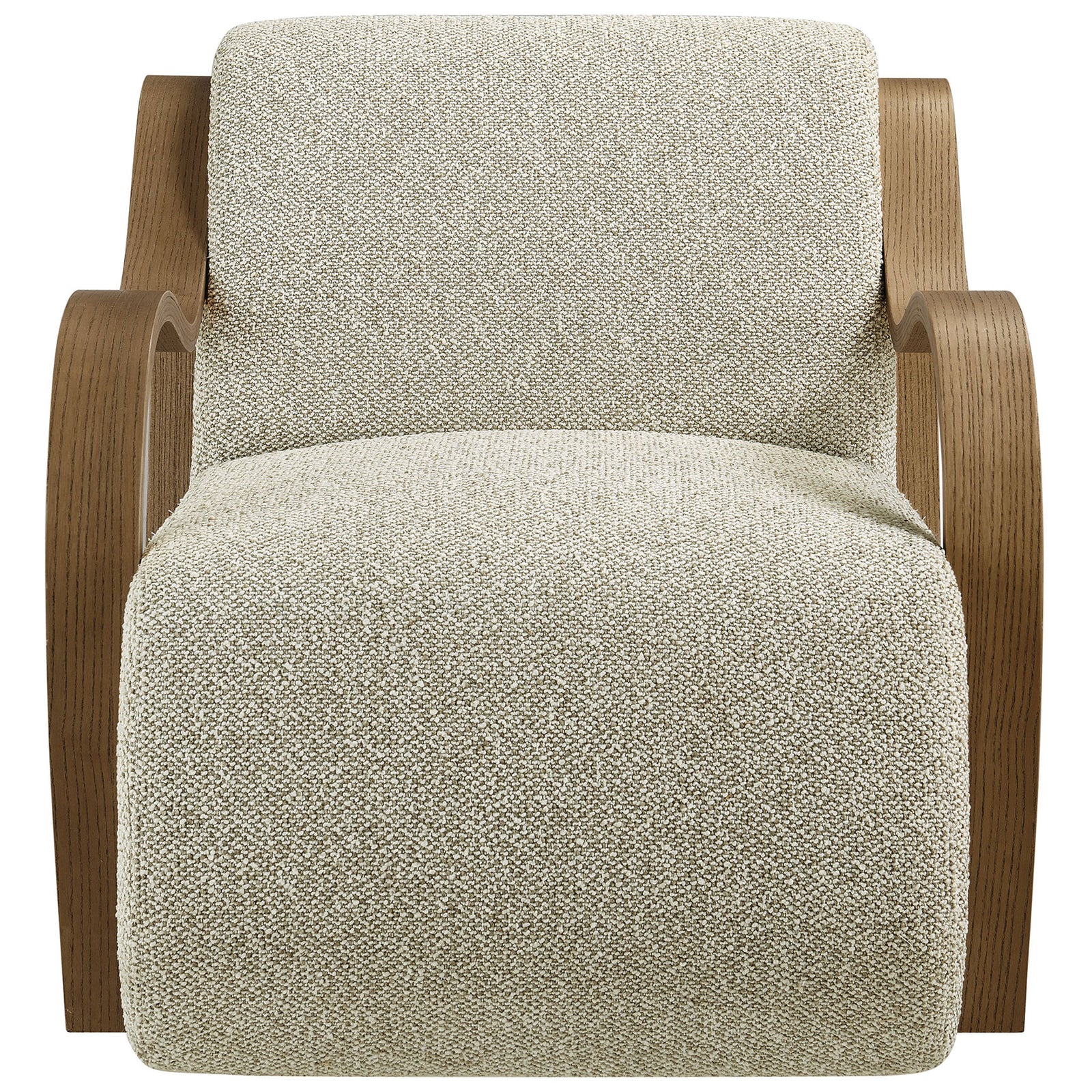 Marble boucle accent chair with plush cushioning and sculptural kiln-dried bentwood arms for modern warmth || EEI-7490-MRB || front_studio