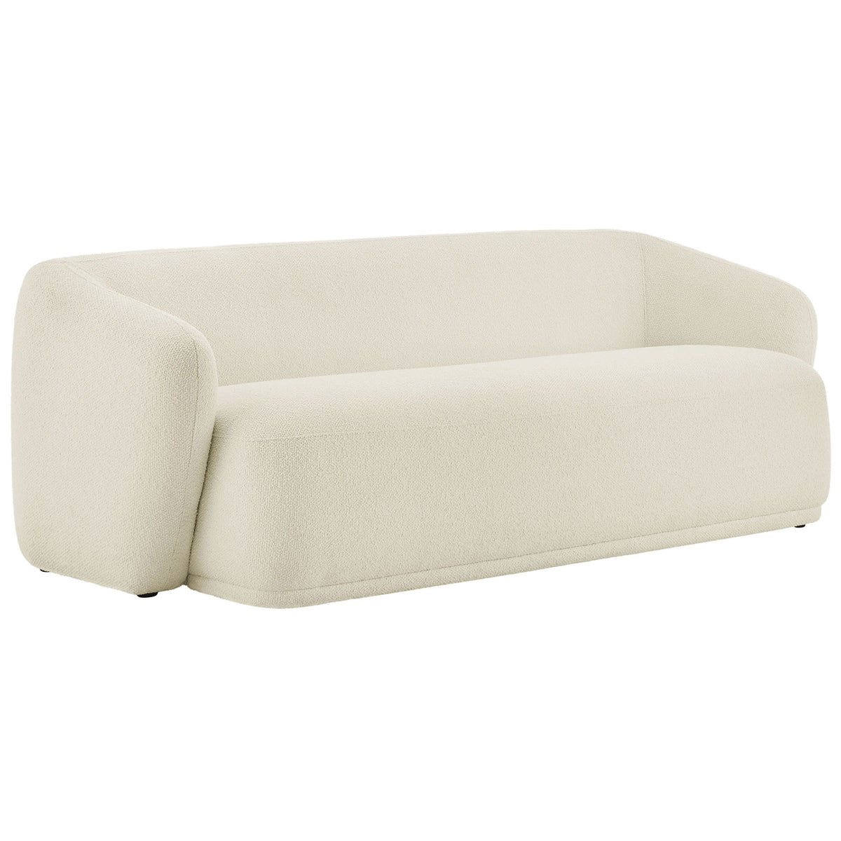 Modern cream boucle sofa with gently sloped arms and deep, cloudlike seating comfort || EEI-7501-CRE || front_angle_studio