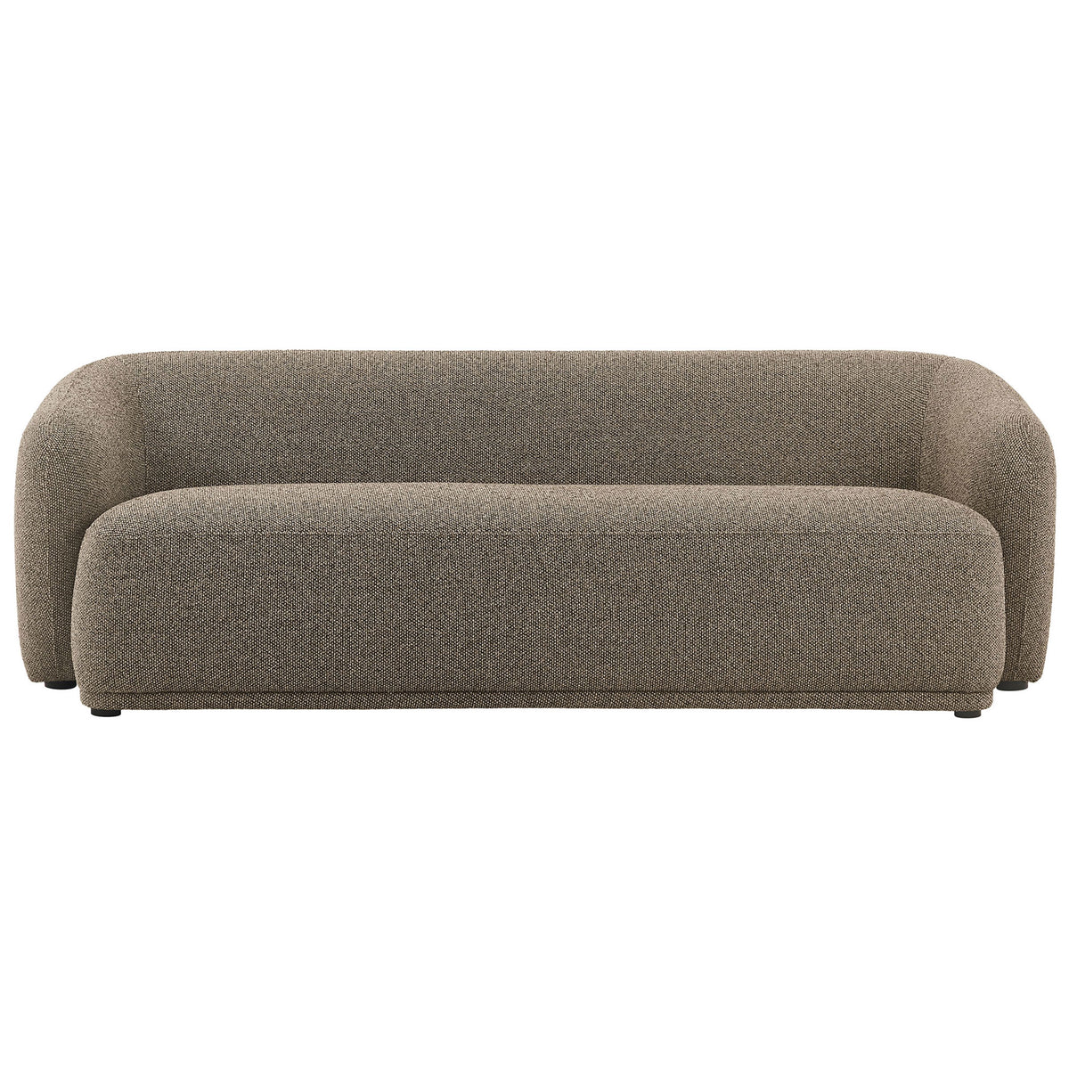 Earth boucle 88 inch sofa with low rounded profile and plush bench seat for relaxed modern lounging || EEI-7501-ETH || front_studio