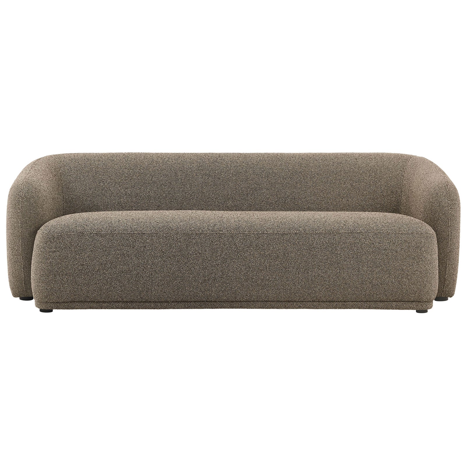 Earth boucle 88 inch sofa with low rounded profile and plush bench seat for relaxed modern lounging || EEI-7501-ETH || front_studio