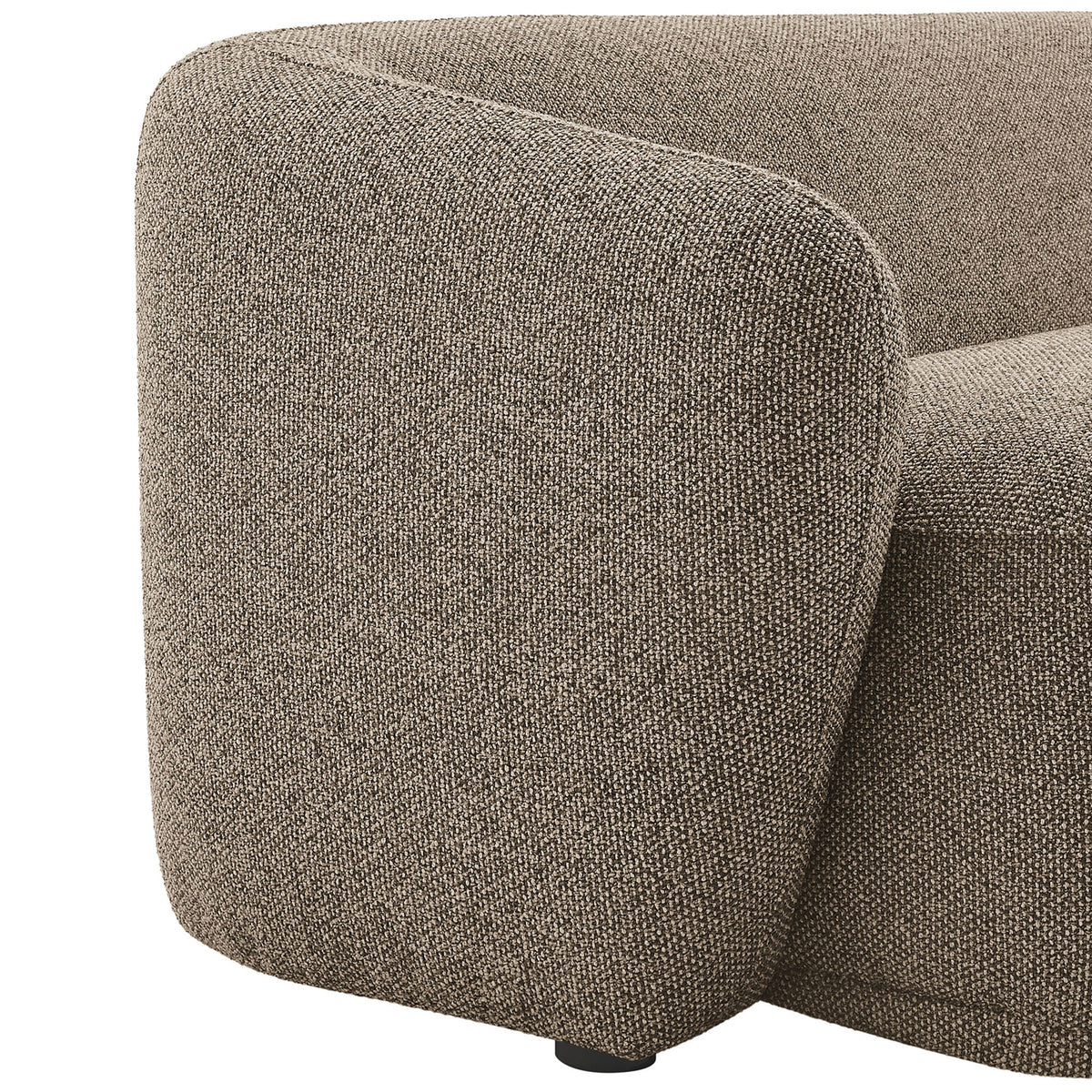 Textured earth boucle upholstery and rounded arm detail highlight the sofa's soft modern look || EEI-7501-ETH || detail_studio