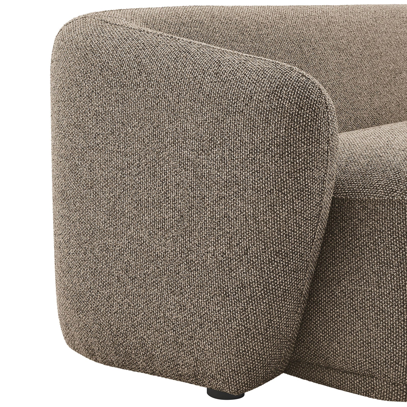 Textured earth boucle upholstery and rounded arm detail highlight the sofa's soft modern look || EEI-7501-ETH || detail_studio