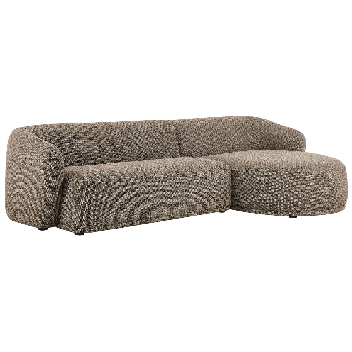 Right-facing Monica sectional in textured boucle fabric with spacious seating for three to four || EEI-7503-ETH || front_angle_studio