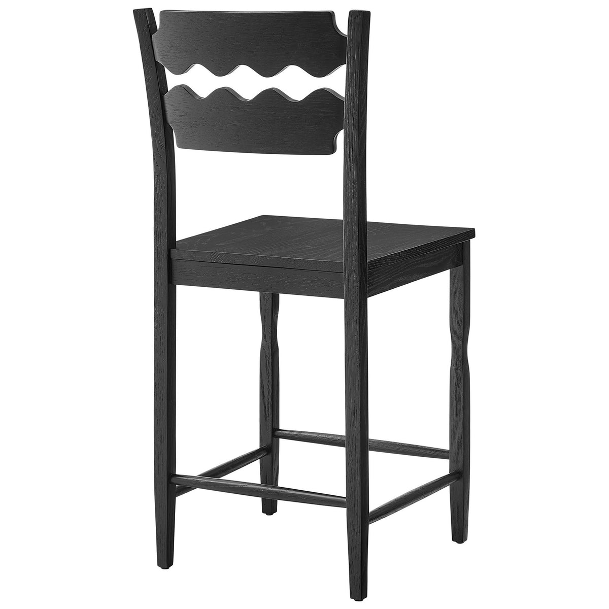 Signature wavy razor-back crowns a supportive solid oak frame || EEI-7505-BLK || back_angle_studio