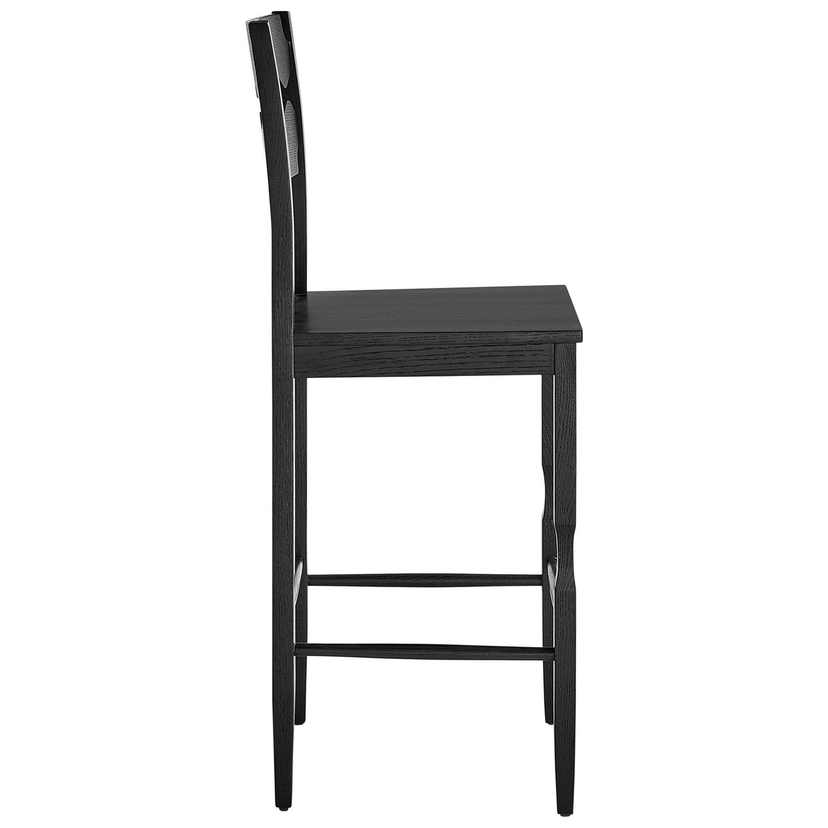 Tall silhouette with supportive footrest and contoured back for bar-height seating || EEI-7506-BLK || side_studio