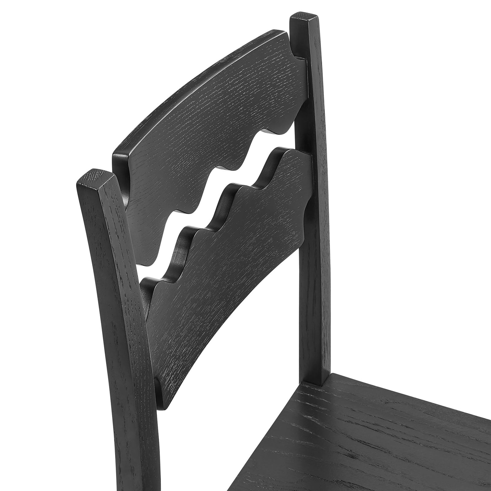 Double wavy back slats in smooth black oak || EEI-7506-BLK || detail_studio