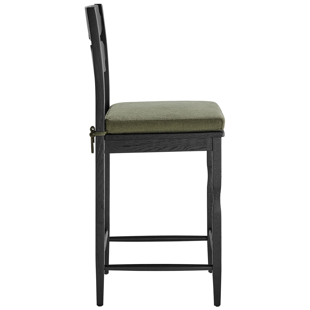 Slim silhouette with padded sage cushion, curved legs, and integrated footrest rails || EEI-7518-BLK-SGE || side_studio