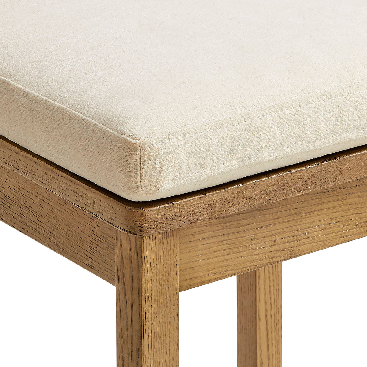 Plush foam seat with linen-textured upholstery and clean topstitching || EEI-7518-WOA-LIN || detail_studio