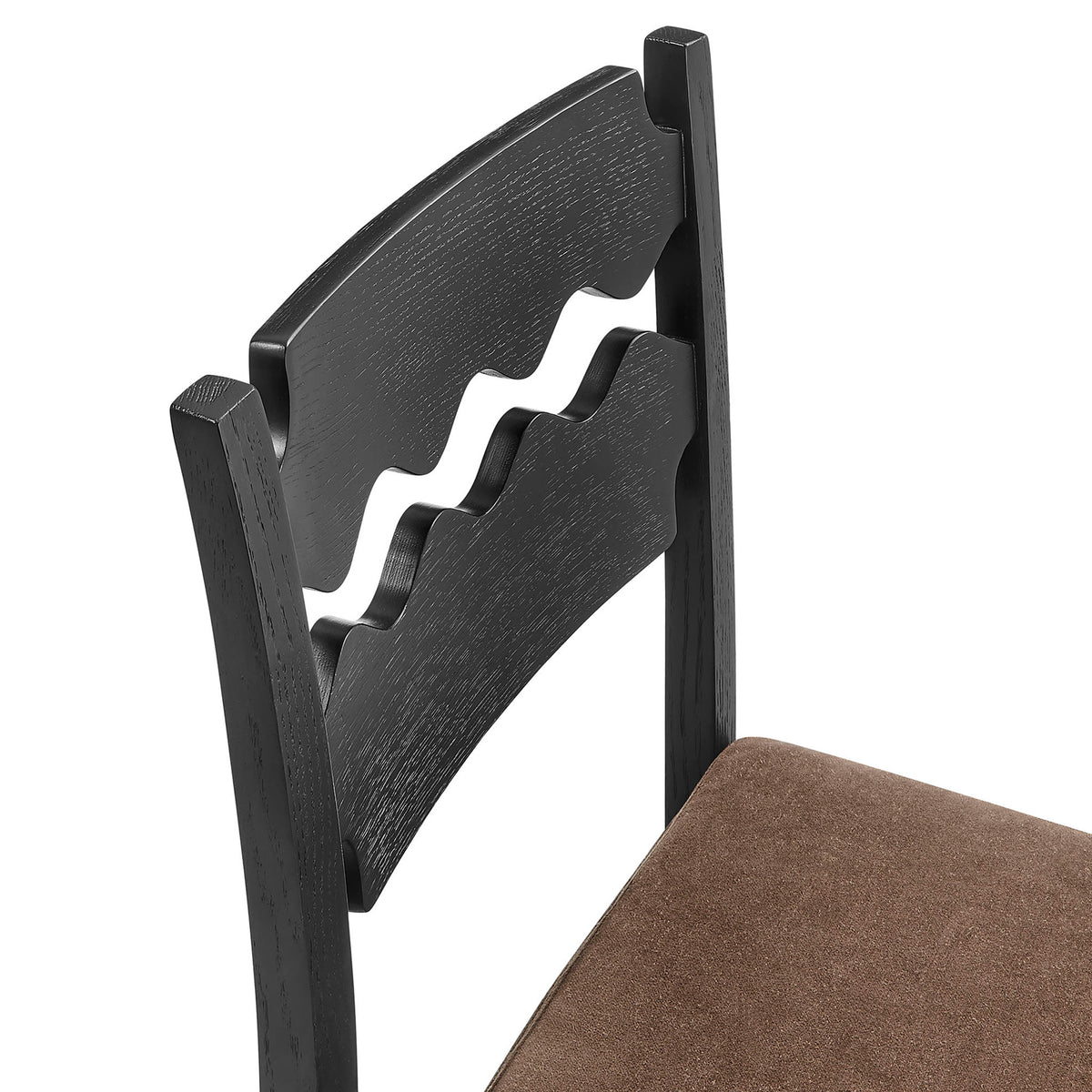 Textured black oak grain and signature wavy back design for standout style || EEI-7519-BLK-COA || detail_studio