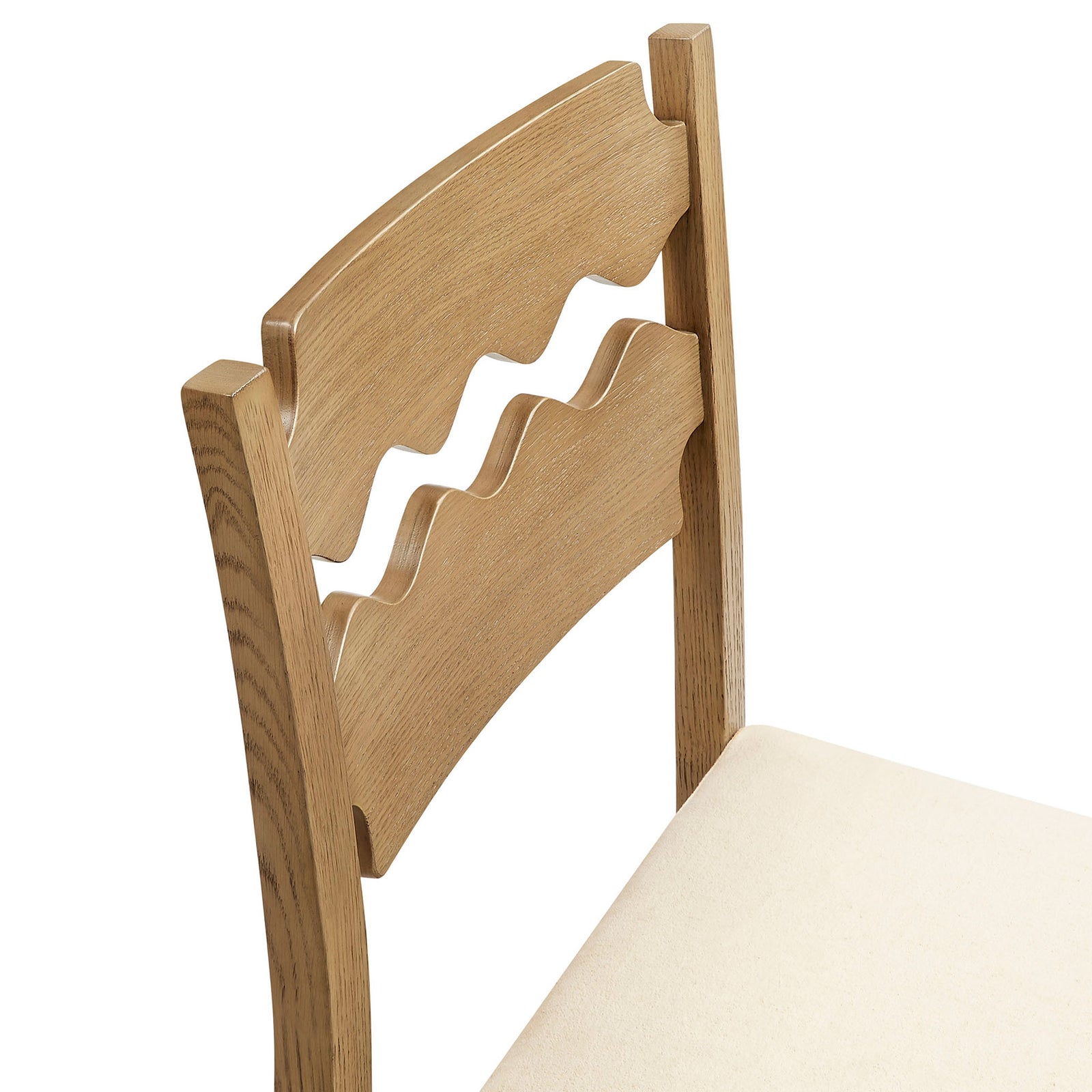 Smooth, sculpted oak back with double wavy slats for standout style || EEI-7519-WOA-LIN || detail_studio