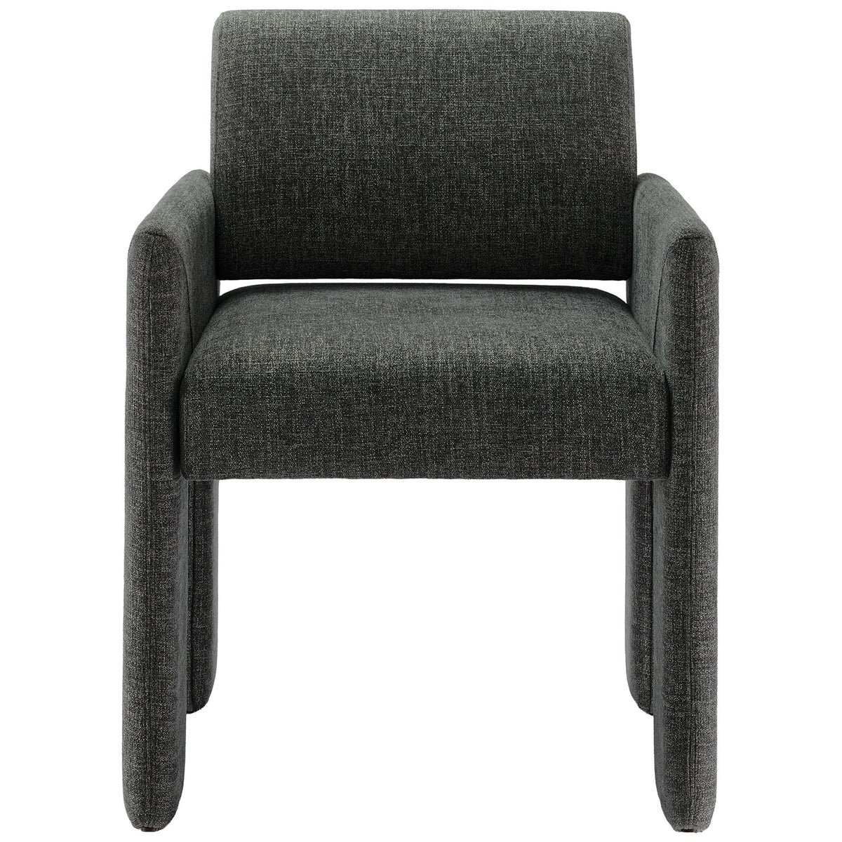 Modern charcoal upholstered dining chair with wide cushioned seat and supportive straight backrest. || EEI-7524-CHA || front_studio