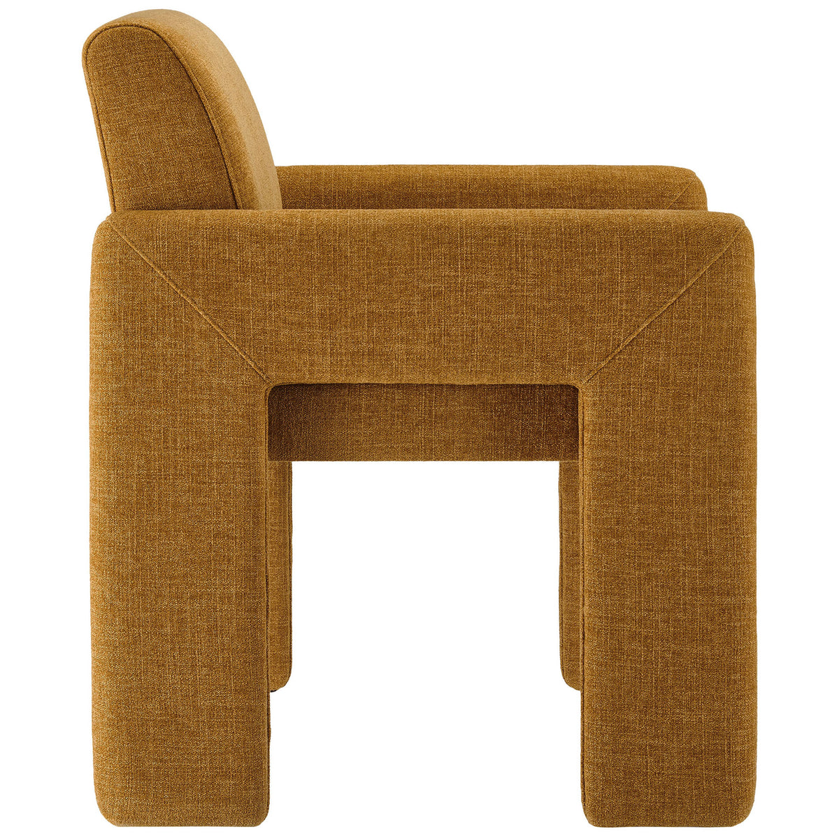 Copper upholstered dining chair featuring a generous foam seat and fully wrapped legs for sculptural style || EEI-7524-COP || side_studio