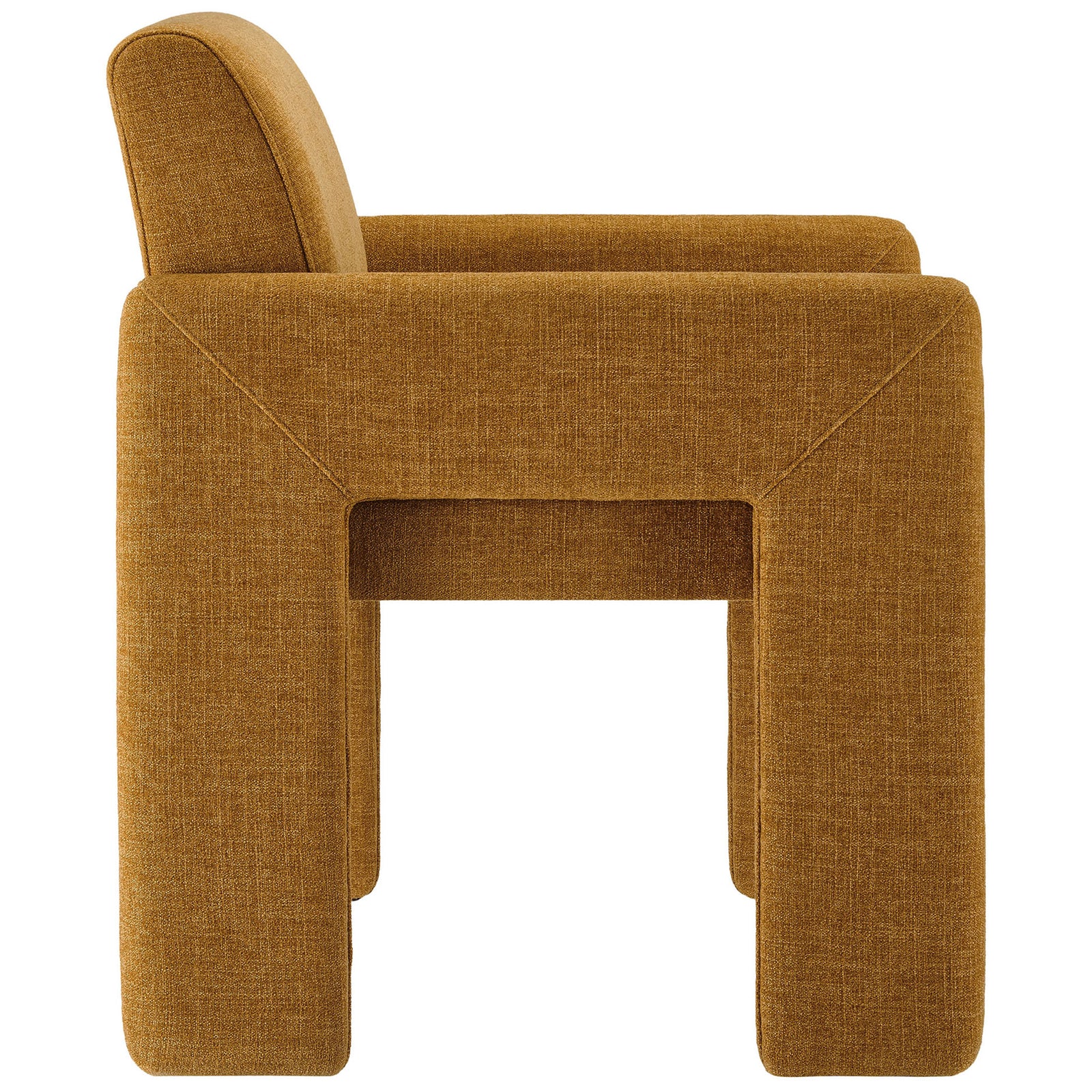 Copper upholstered dining chair featuring a generous foam seat and fully wrapped legs for sculptural style || EEI-7524-COP || side_studio