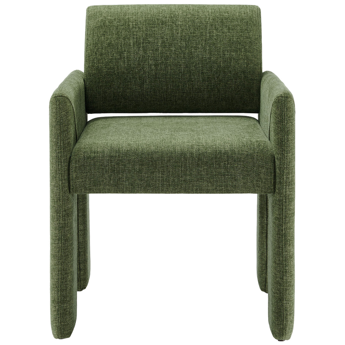 Green foliage upholstered dining chair with clean lines and generously cushioned back and seat. || EEI-7524-FOL || front_studio
