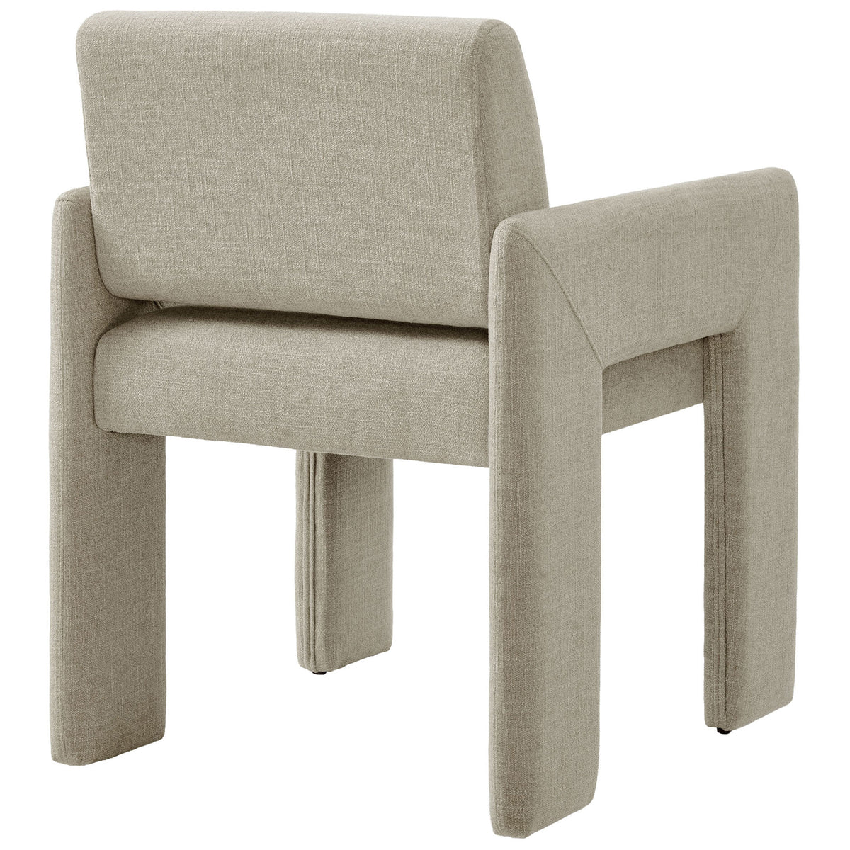 Linen upholstered dining chair featuring a smooth wraparound back and bold continuous legs for sculptural appeal || EEI-7524-LIN || back_angle_studio