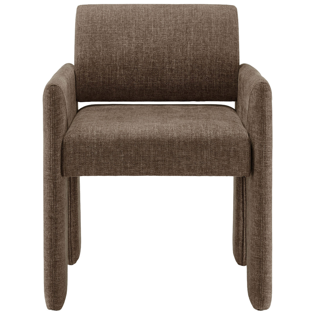 Front view of mocha upholstered dining chair with plush cushioned seat and supportive backrest || EEI-7524-MOC || front_studio