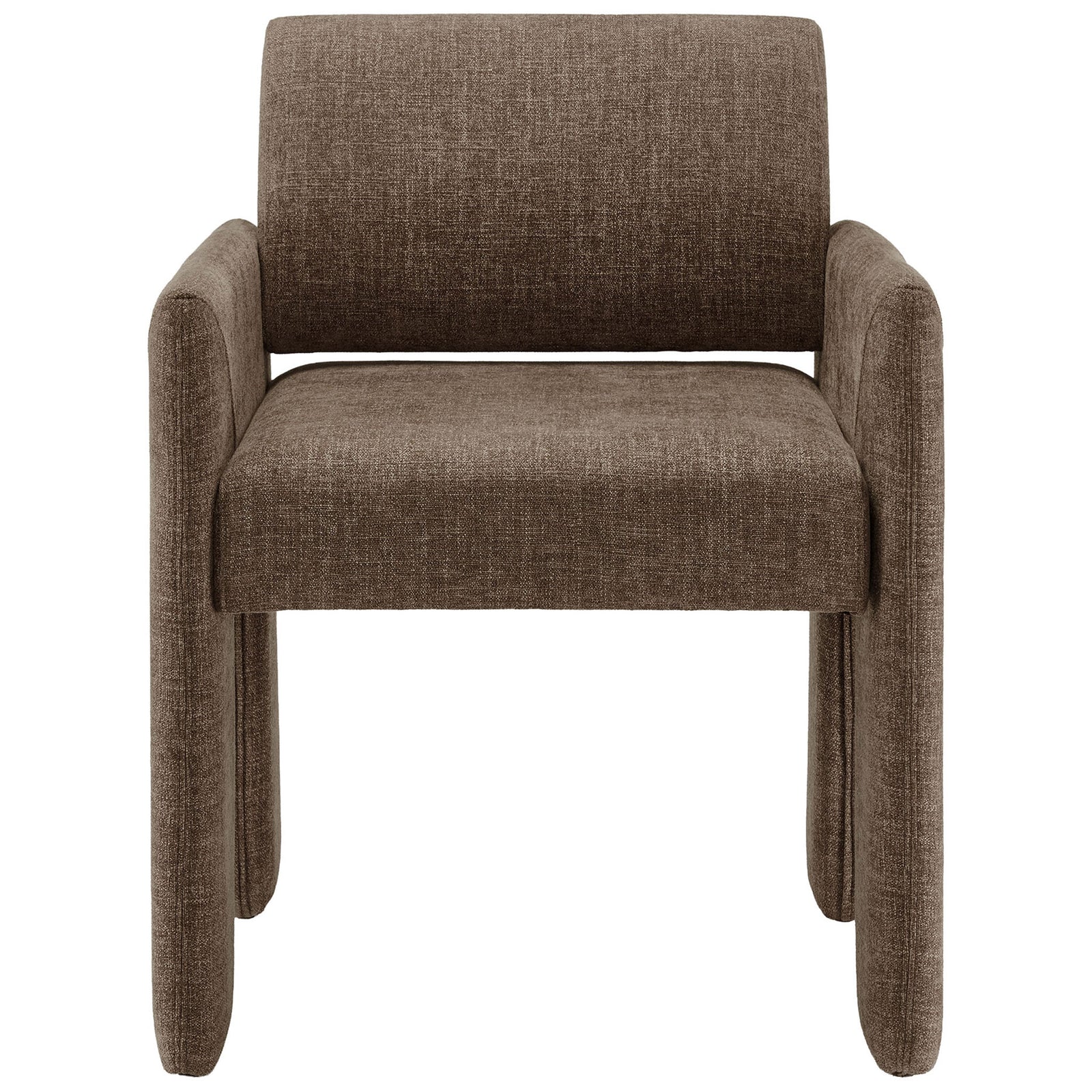 Front view of mocha upholstered dining chair with plush cushioned seat and supportive backrest || EEI-7524-MOC || front_studio
