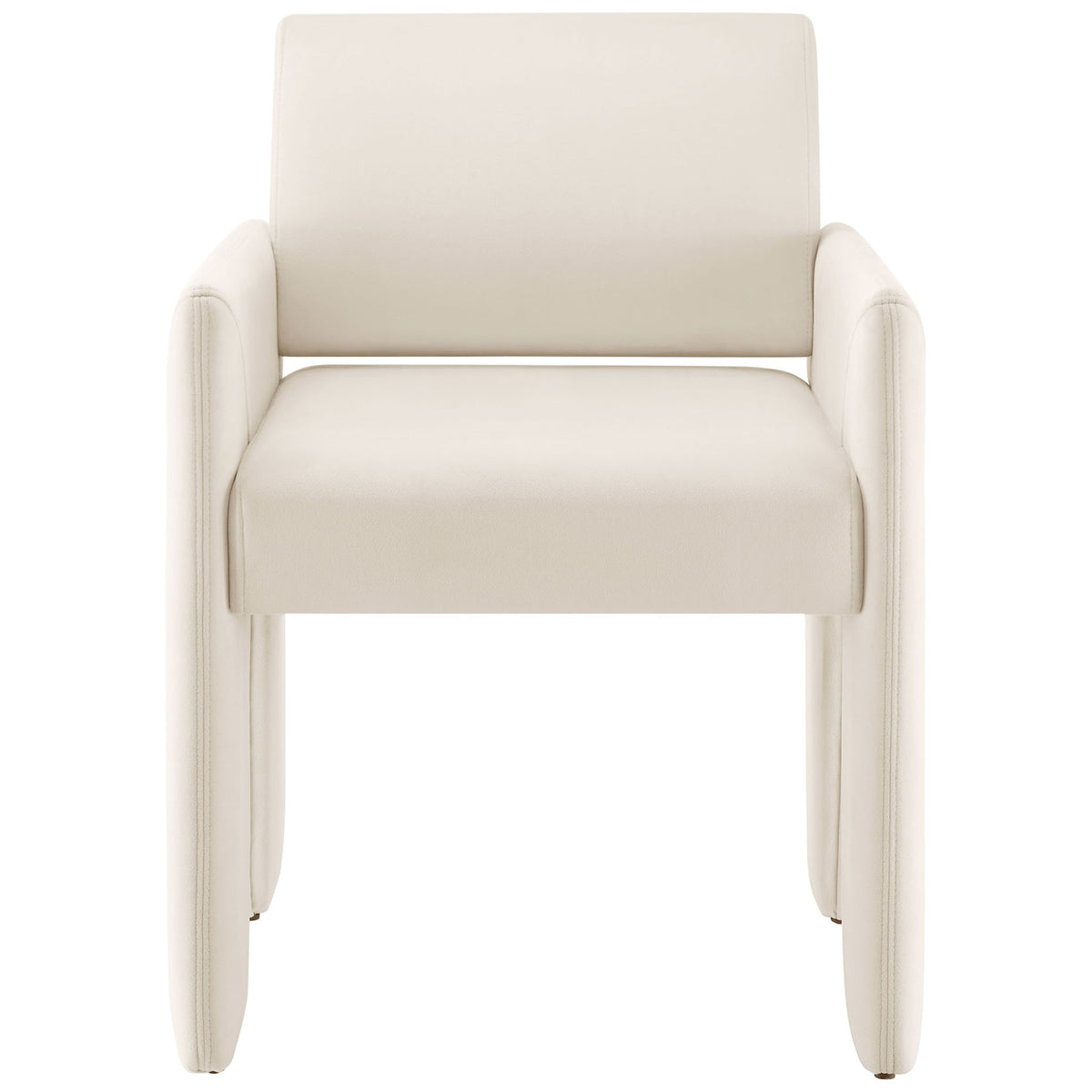 Alabaster velvet dining armchair with generous seat and supportive padded backrest for everyday dining comfort || EEI-7525-ALA || front_studio