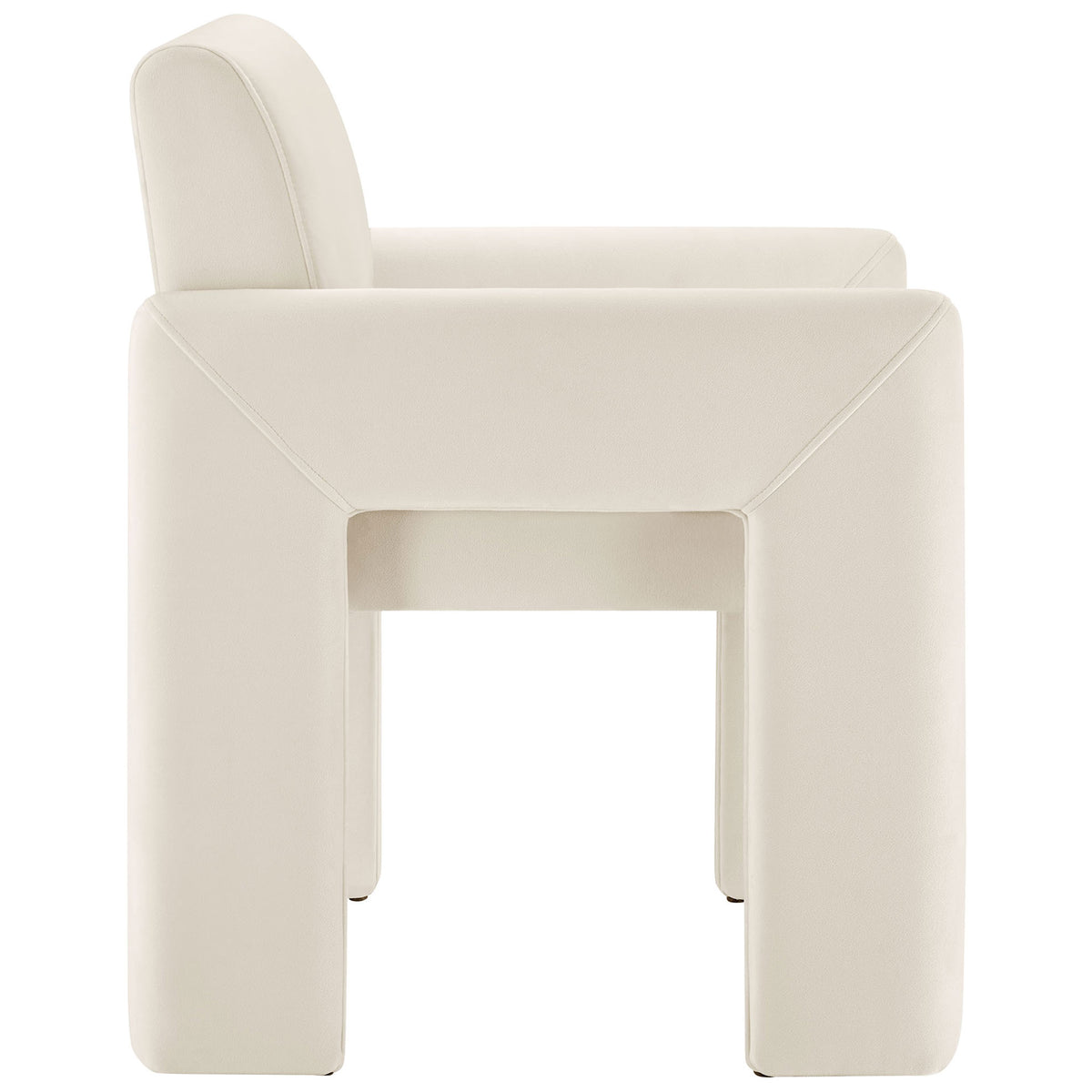 Performance velvet dining armchair featuring thick geometric legs and a gently reclined back for laid-back lounging || EEI-7525-ALA || side_studio