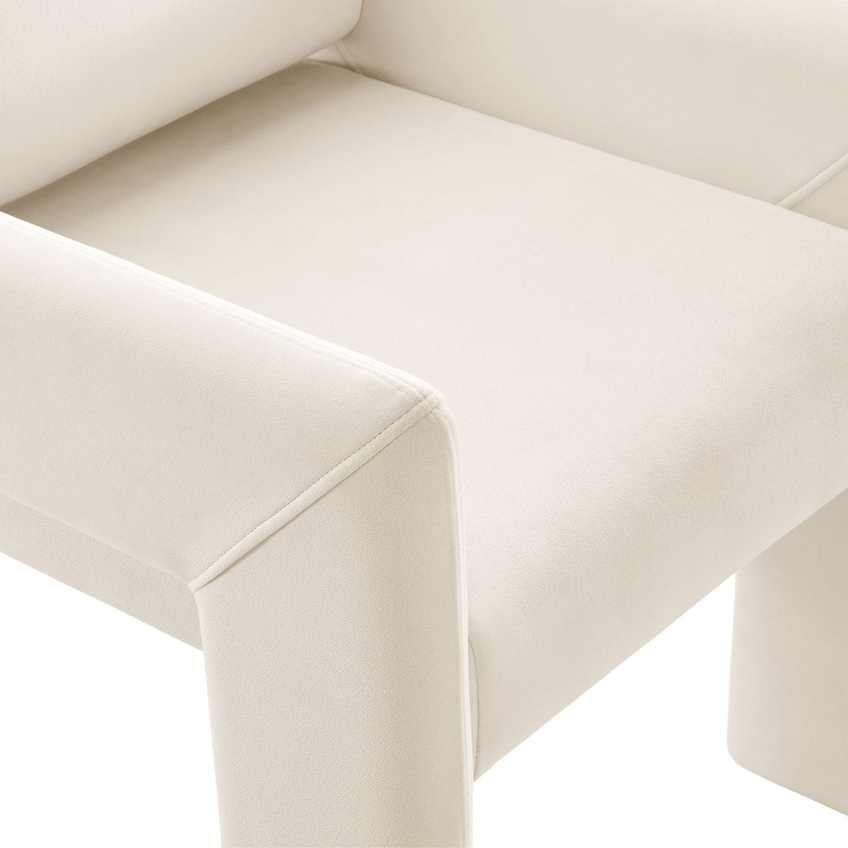 Soft performance velvet seat and arm detail with smooth upholstery and crisp stitched seams || EEI-7525-ALA || detail_studio