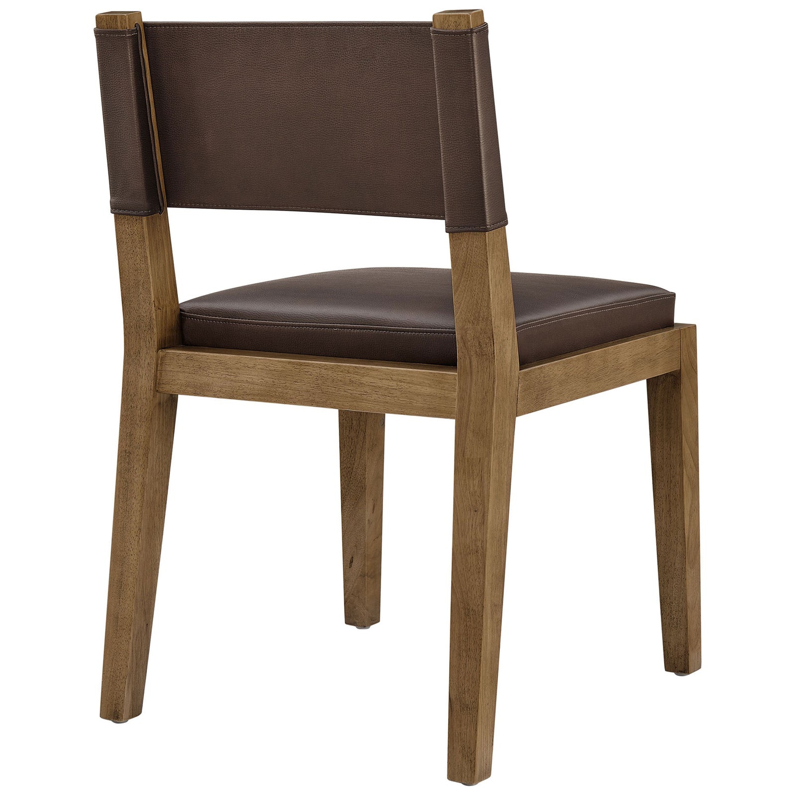 Dining chair featuring a smooth espresso back panel and wide-set wood legs that enhance stability and style || EEI-7527-ESP || back_angle_studio