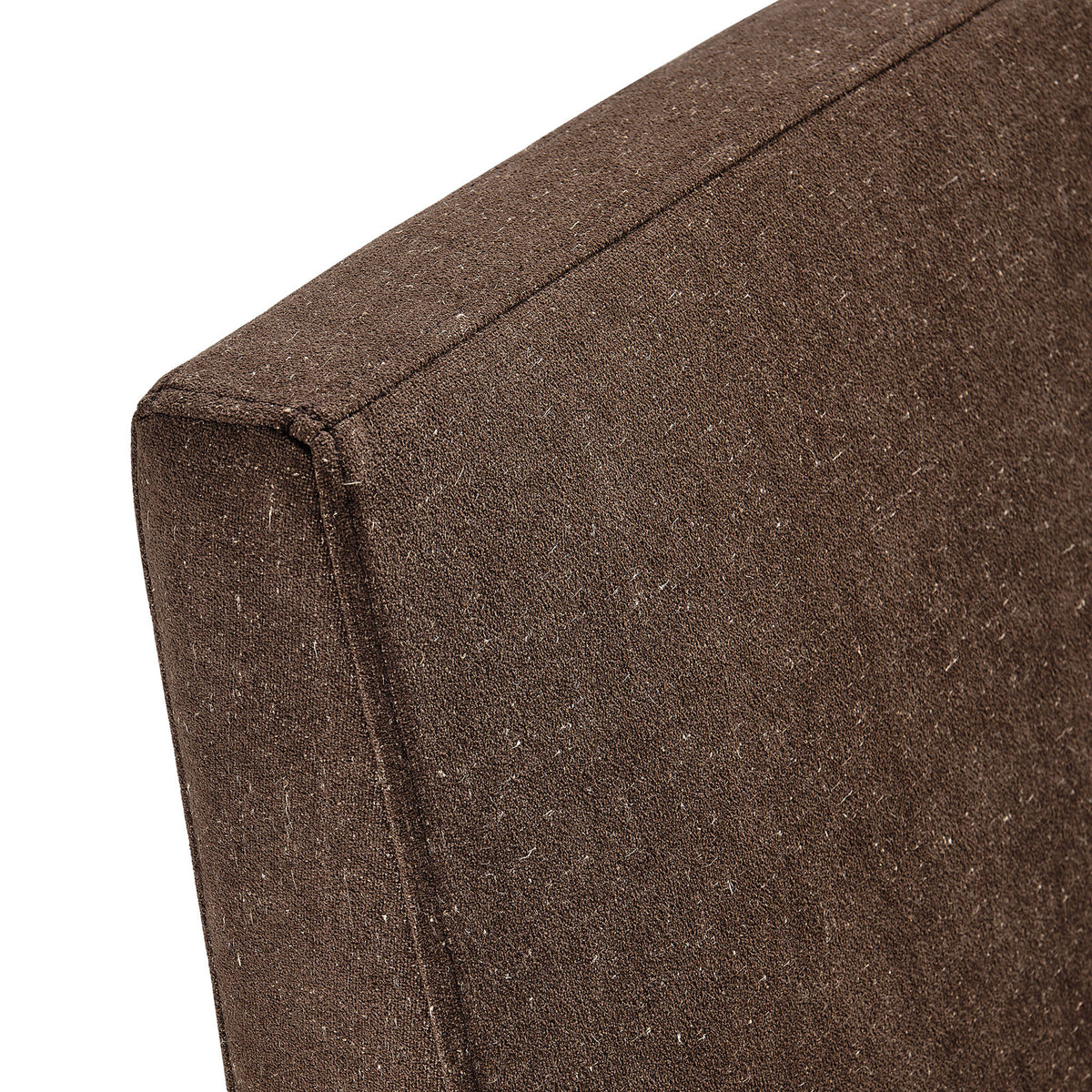Cocoa linen-blend upholstery with tailored seams and softly textured woven fabric on chair back || EEI-7528-COA || detail_studio