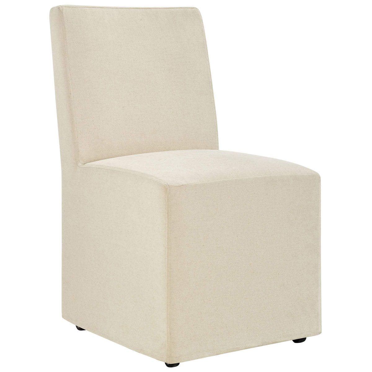 Relaxed slipcovered dining chair in a soft linen-blend fabric that adds effortless style to everyday gatherings. || EEI-7528-LIN || front_angle_studio
