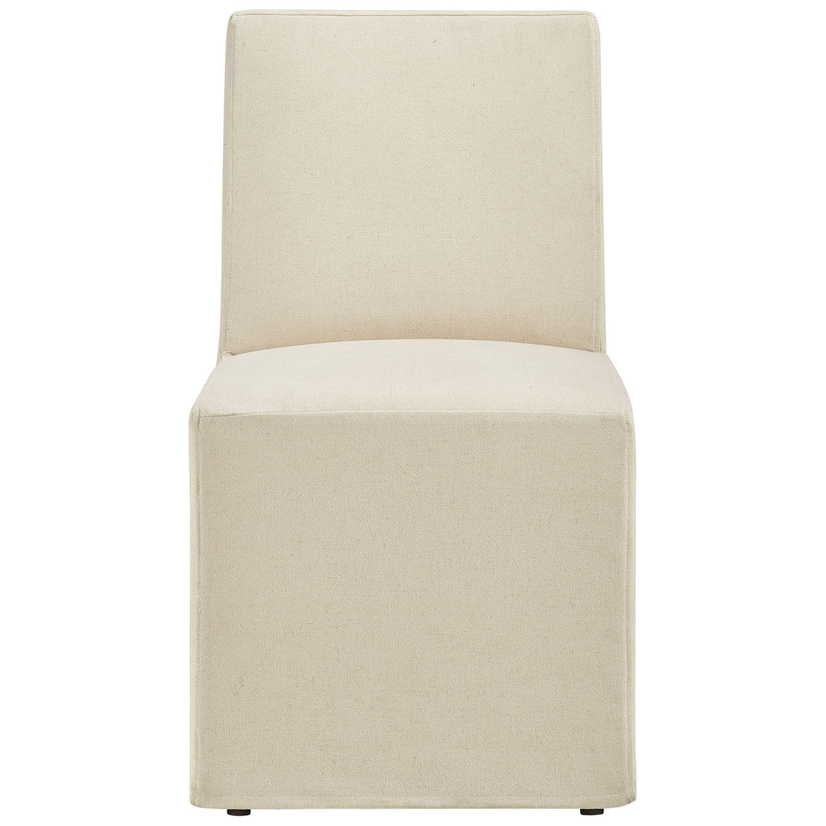 Linen-blend slipcovered dining chair with simple lines, plush padded seat, and tall supportive backrest. || EEI-7528-LIN || front_studio