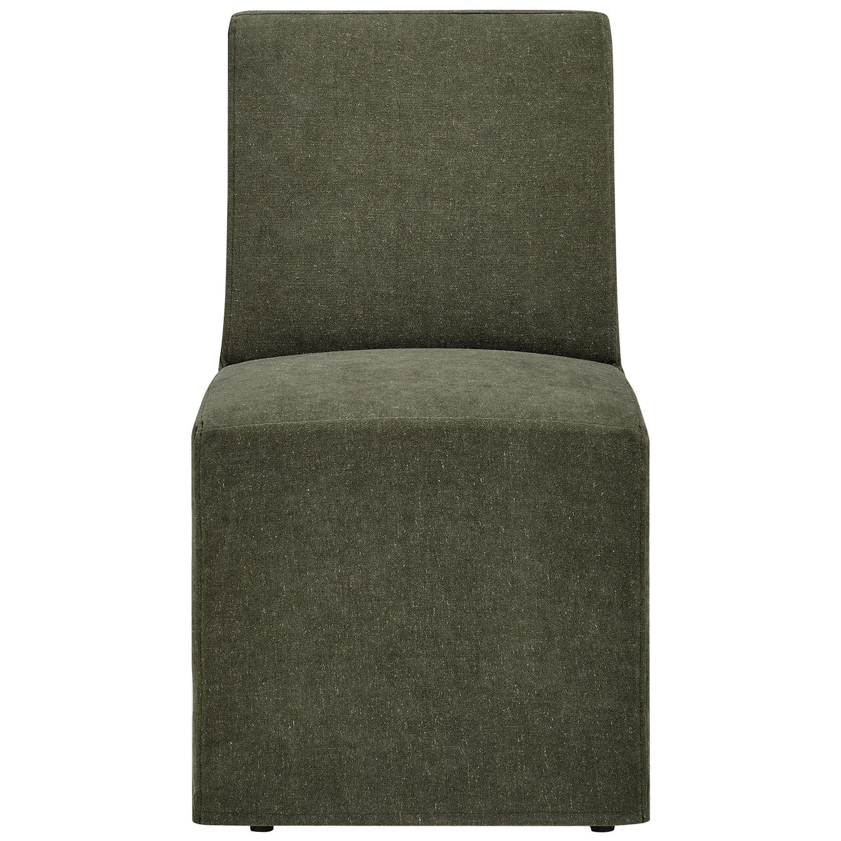 Sage slipcovered dining chair with clean lines, padded seat, and tall supportive back || EEI-7528-SGE || front_studio