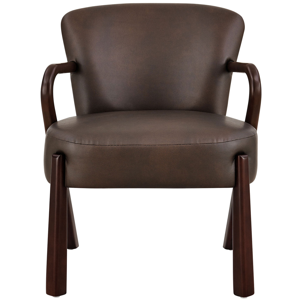 Sculpted wood arms and plush vegan leather seat deliver mid-century comfort in rich espresso || EEI-7529-ESP || front_studio