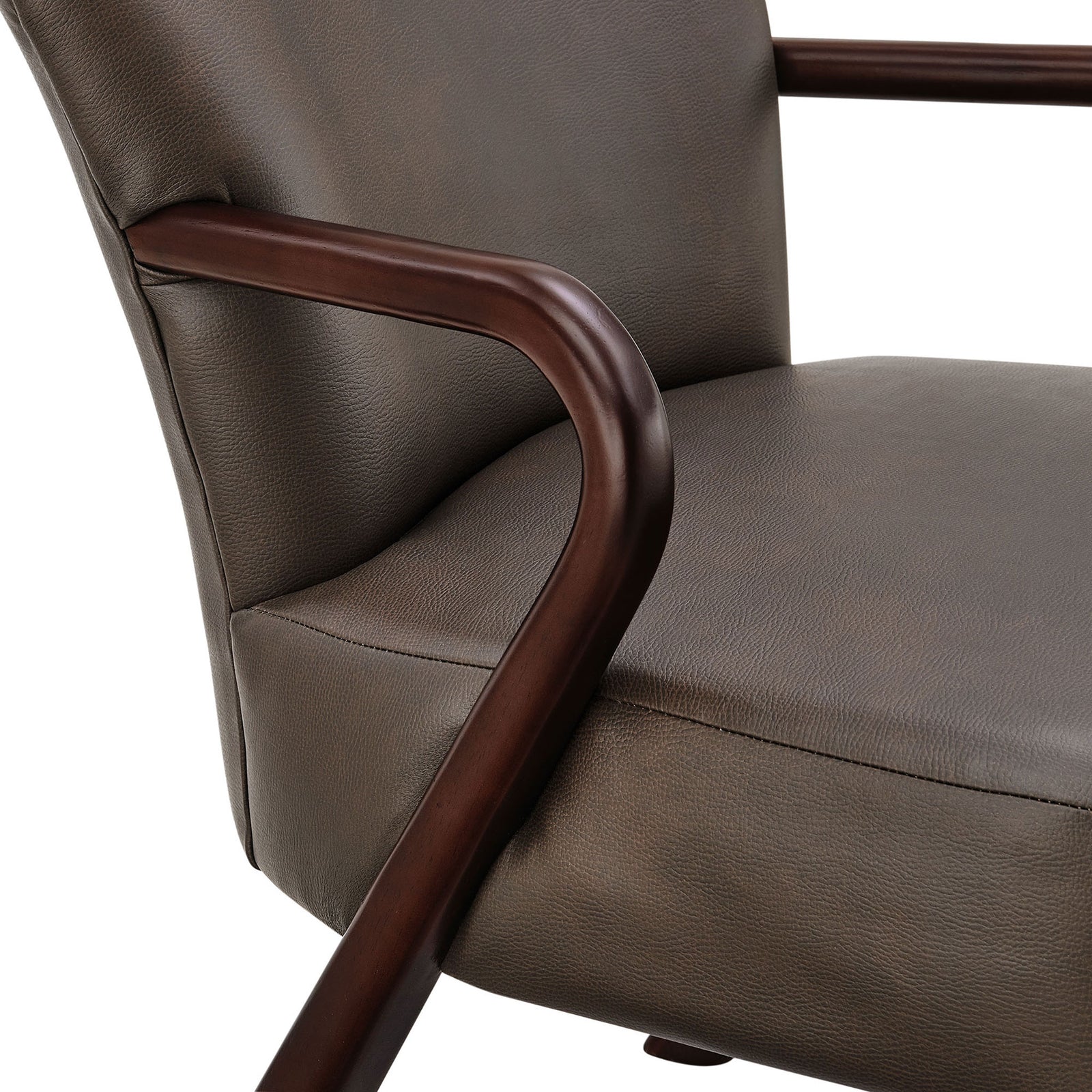 Kiln-dried wood arm meets textured vegan leather upholstery for a refined finish || EEI-7529-ESP || detail_studio