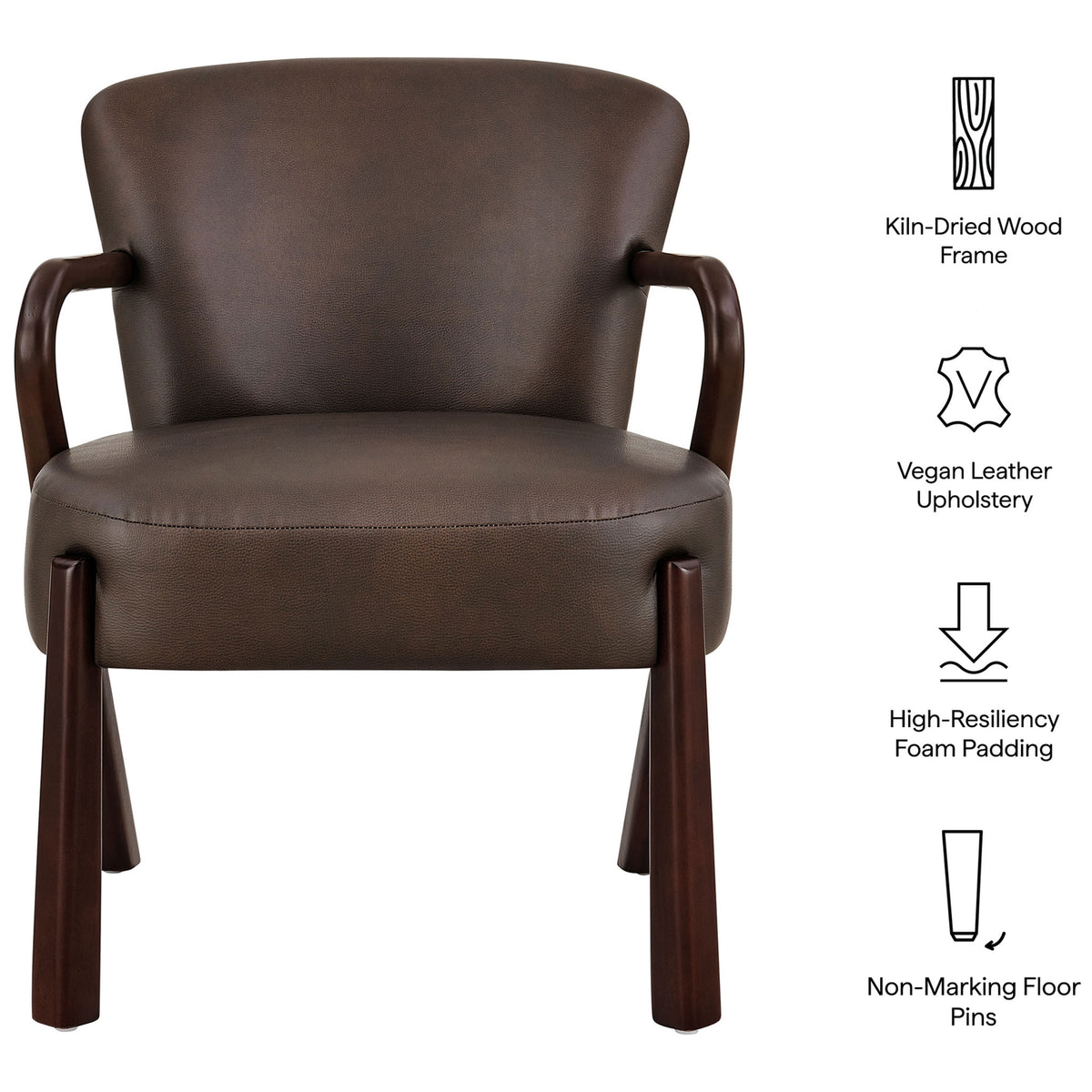 Built with a kiln-dried wood frame, vegan leather, high-resiliency foam, and non-marking floor pins || EEI-7529-ESP || callout_studio