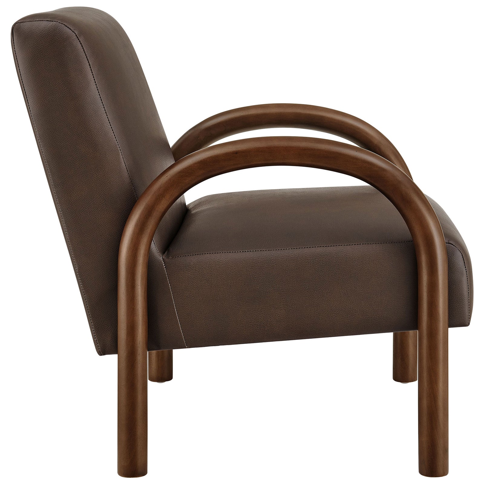 Sweeping arch arms and a gently reclined back invite lounge-ready comfort in vegan leather || EEI-7530-ESP || side_studio