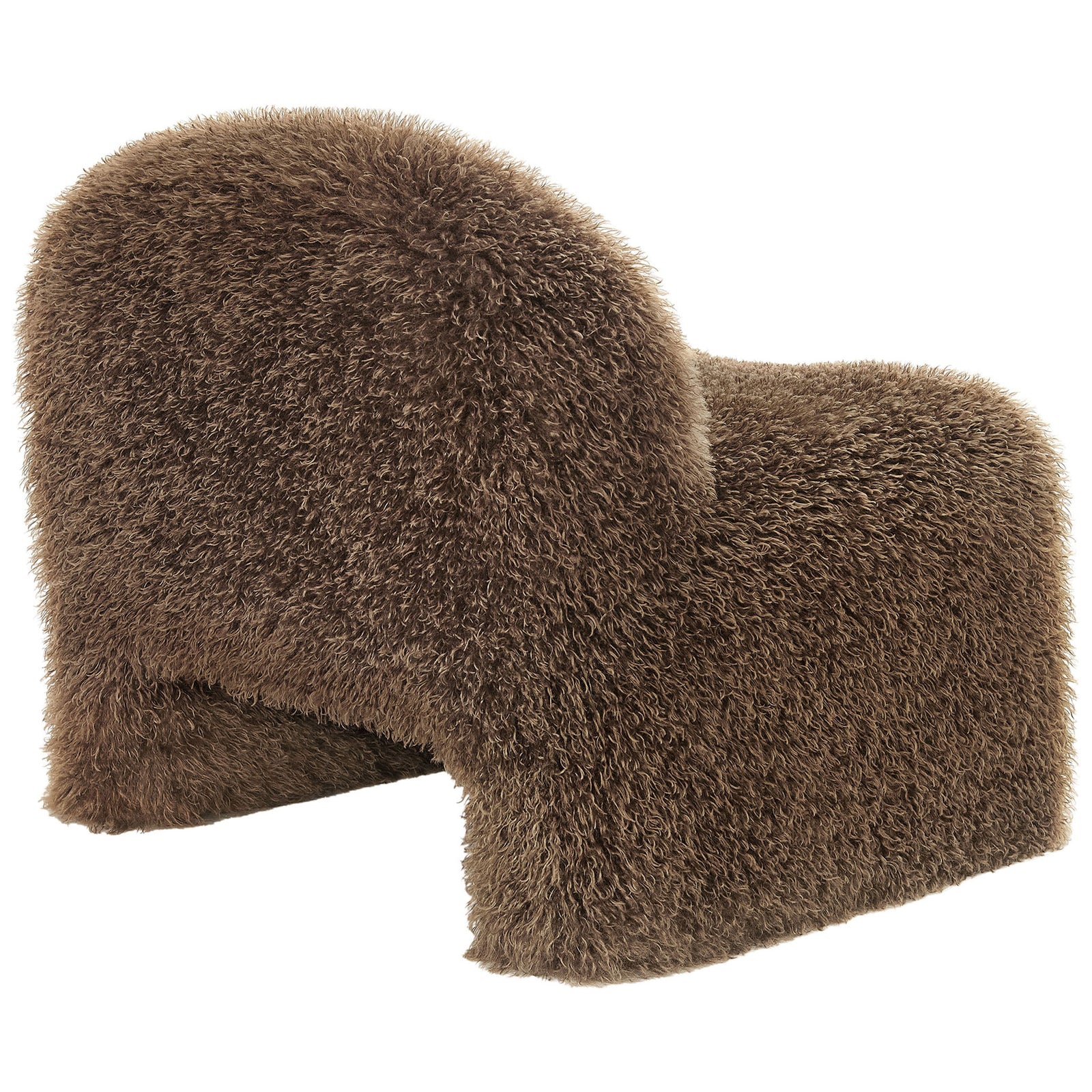 Rounded back and sculpted base fully clad in soft faux fur for a cozy, playful look || EEI-7534-BRN || back_angle_studio