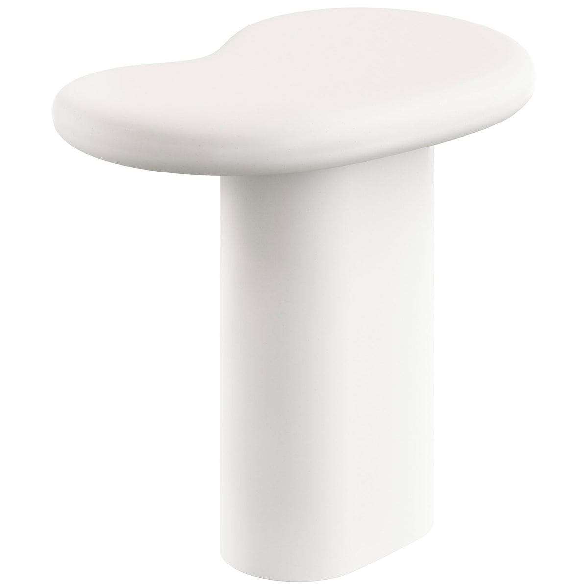 Minimalist kidney-shaped white concrete side table that brings a clean, gallery-inspired look to any room || EEI-7535-WHI || back_angle_studio