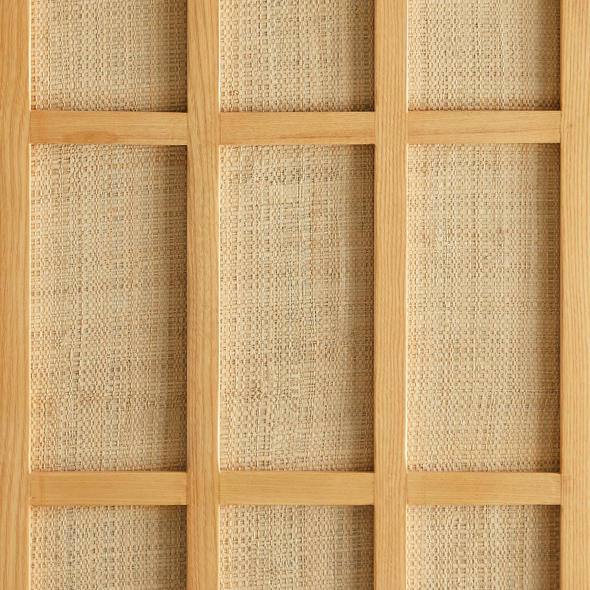 Tightly woven natural panel framed in warm light oak highlights the cabinet's organic texture || EEI-7558-LOA || swatch_studio