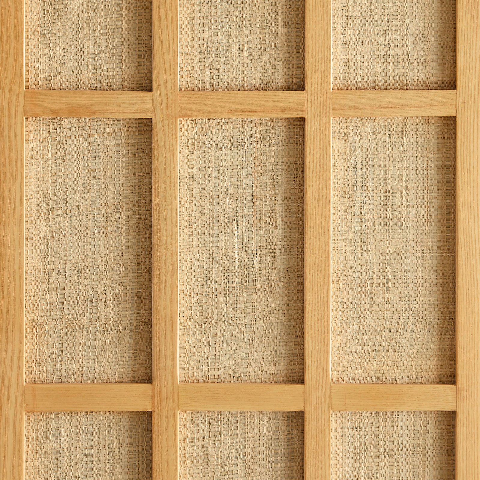 Tightly woven natural panel framed in warm light oak highlights the cabinet's organic texture || EEI-7558-LOA || swatch_studio