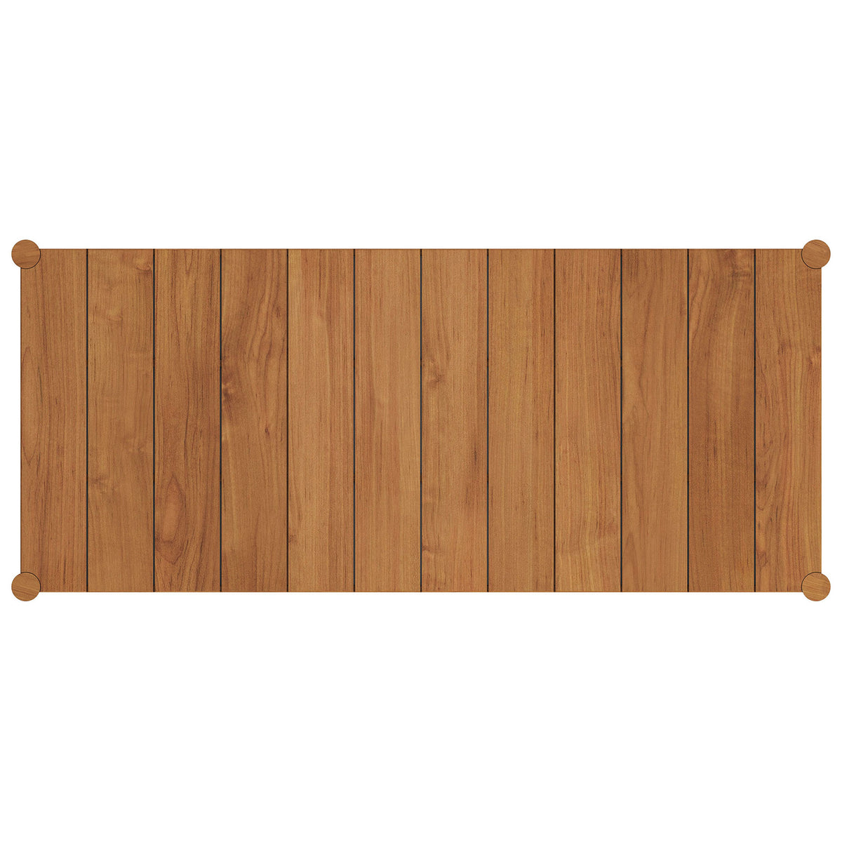 Slatted teak tabletop in natural finish highlighting the rich wood grain of the Eleni dining table || EEI-7562-NAT || top_studio