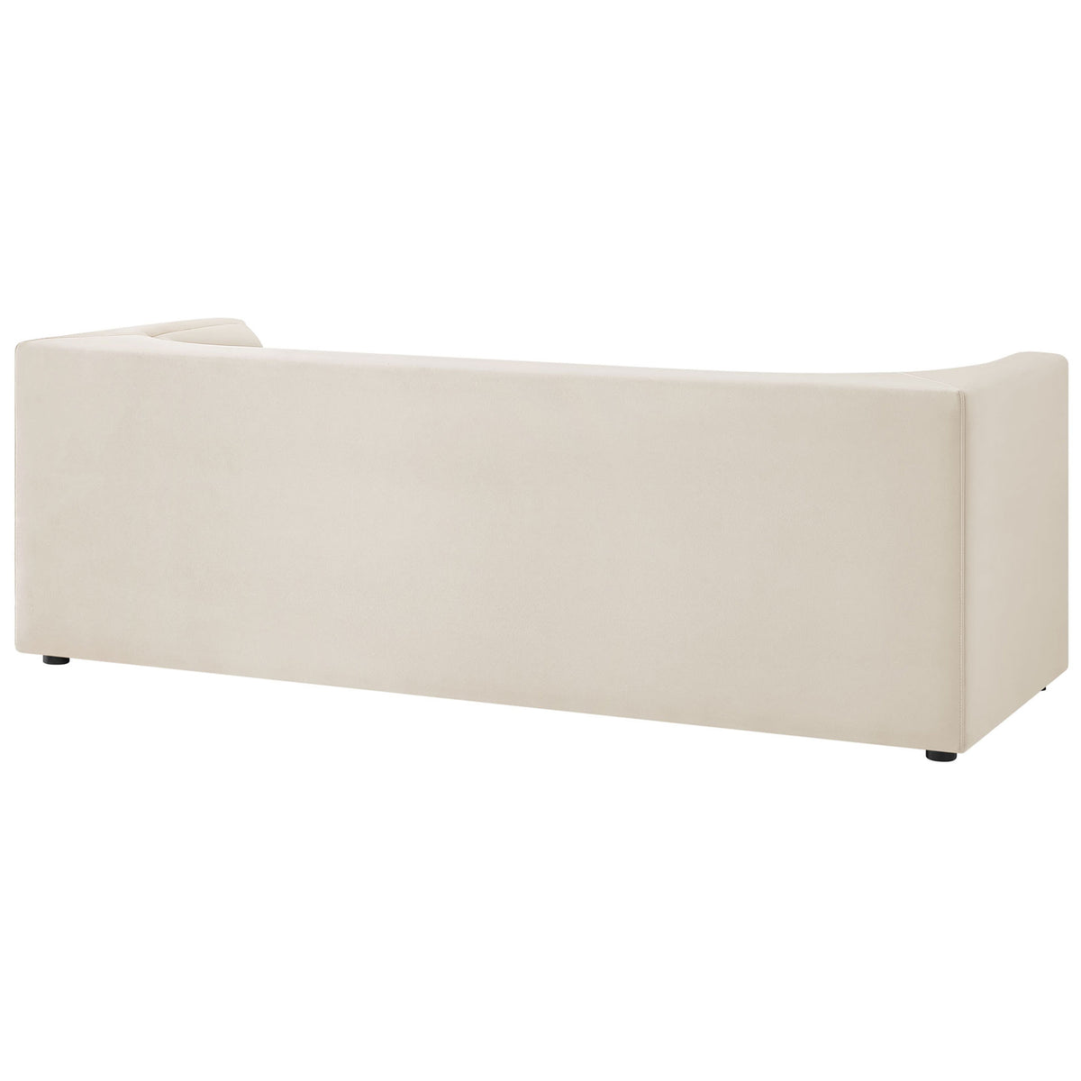 Fully upholstered back keeps this modern velvet sofa looking polished from every angle in open spaces. || EEI-7564-ALA || back_studio