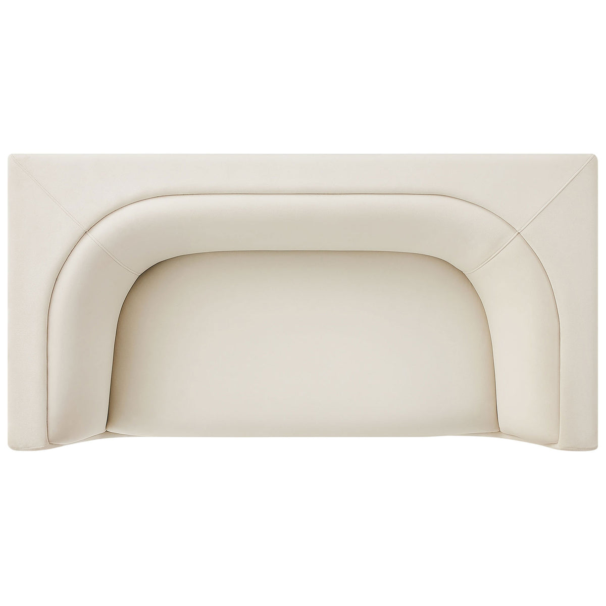Curved wraparound back of the Hilda loveseat framing a generous single seat cushion in alabaster velvet || EEI-7565-ALA || top_studio