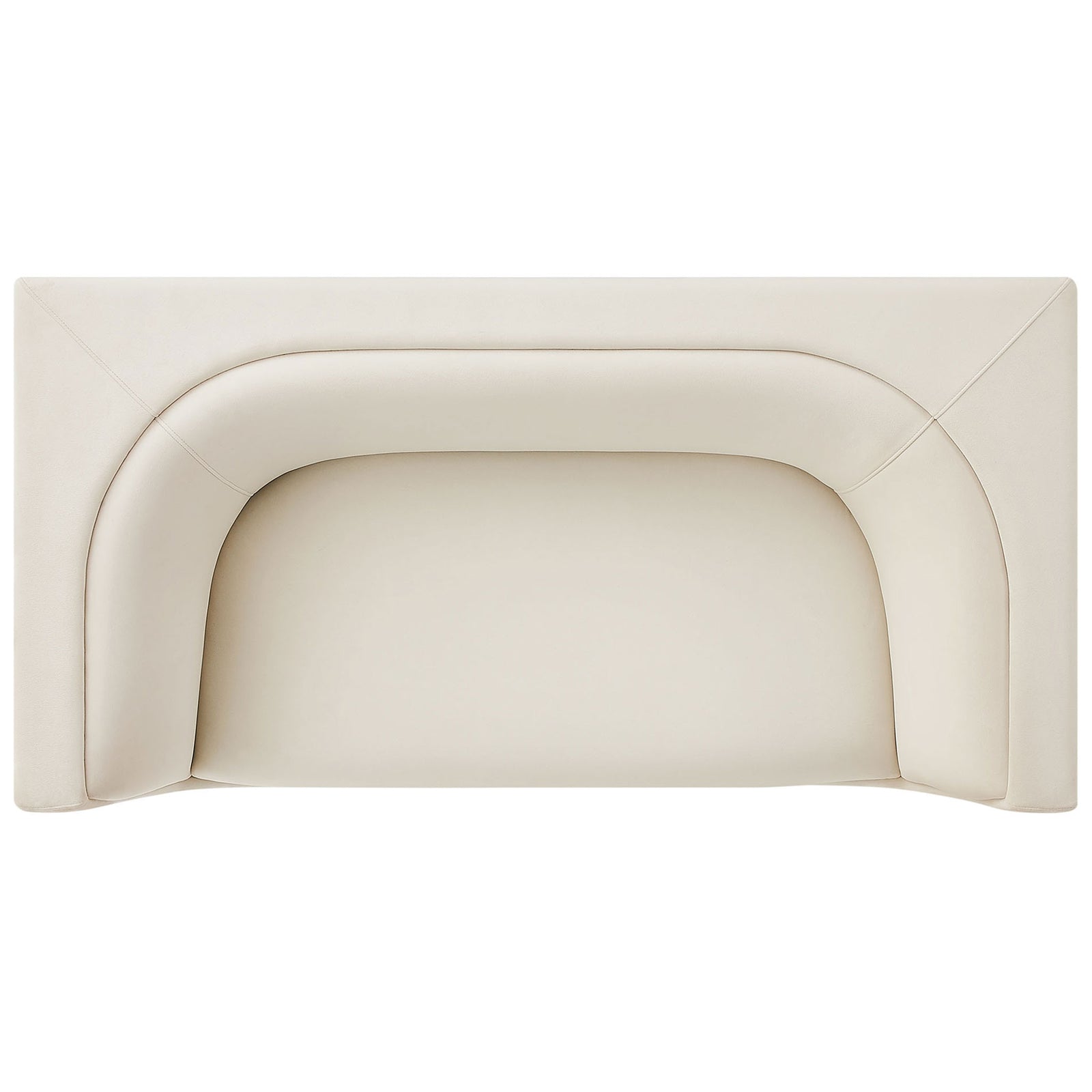Curved wraparound back of the Hilda loveseat framing a generous single seat cushion in alabaster velvet || EEI-7565-ALA || top_studio